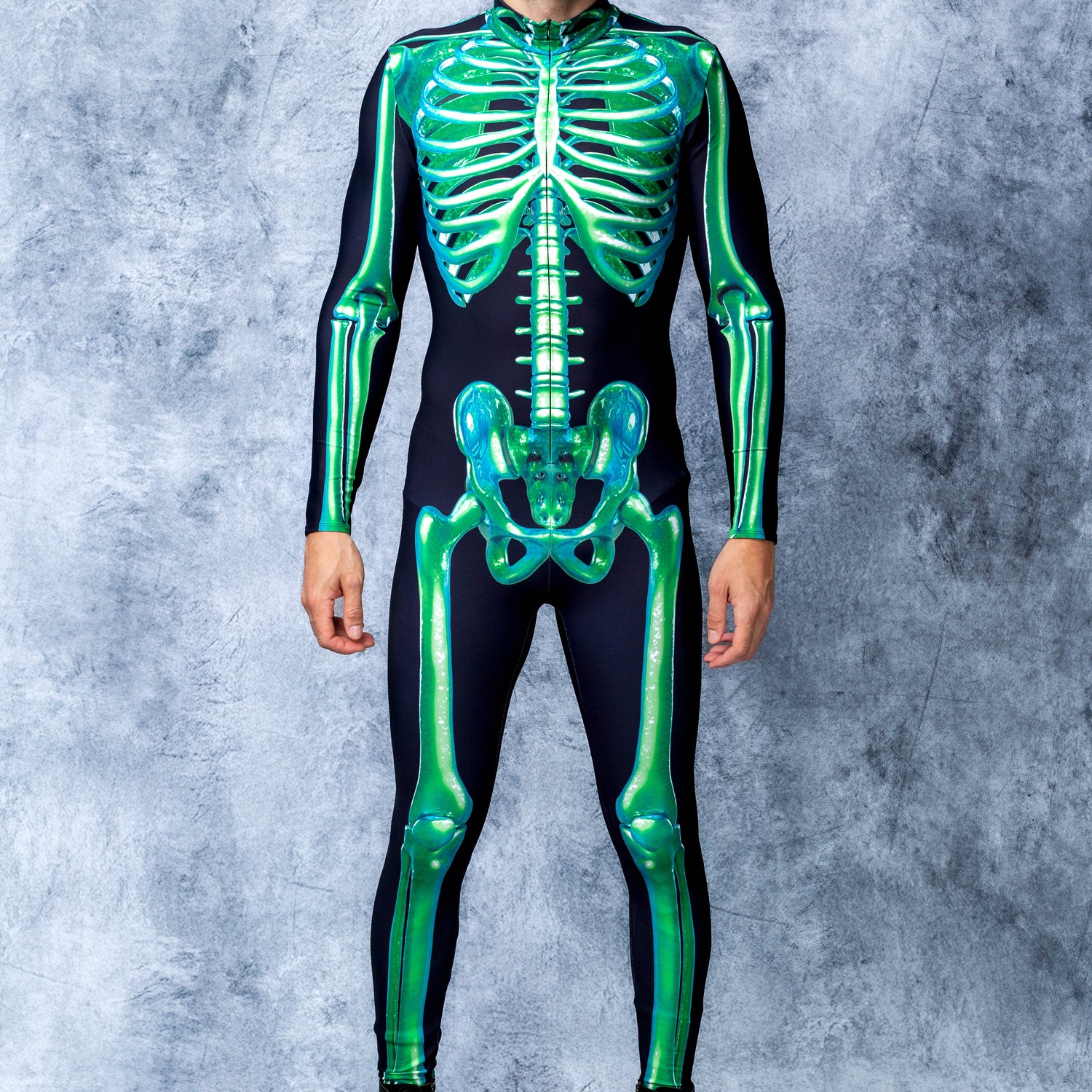 Green Skeleton Male Costume Green