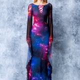 Nebulous Lace Up Gown Dress