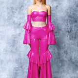 Luxe Pink Ruffled Sleeves