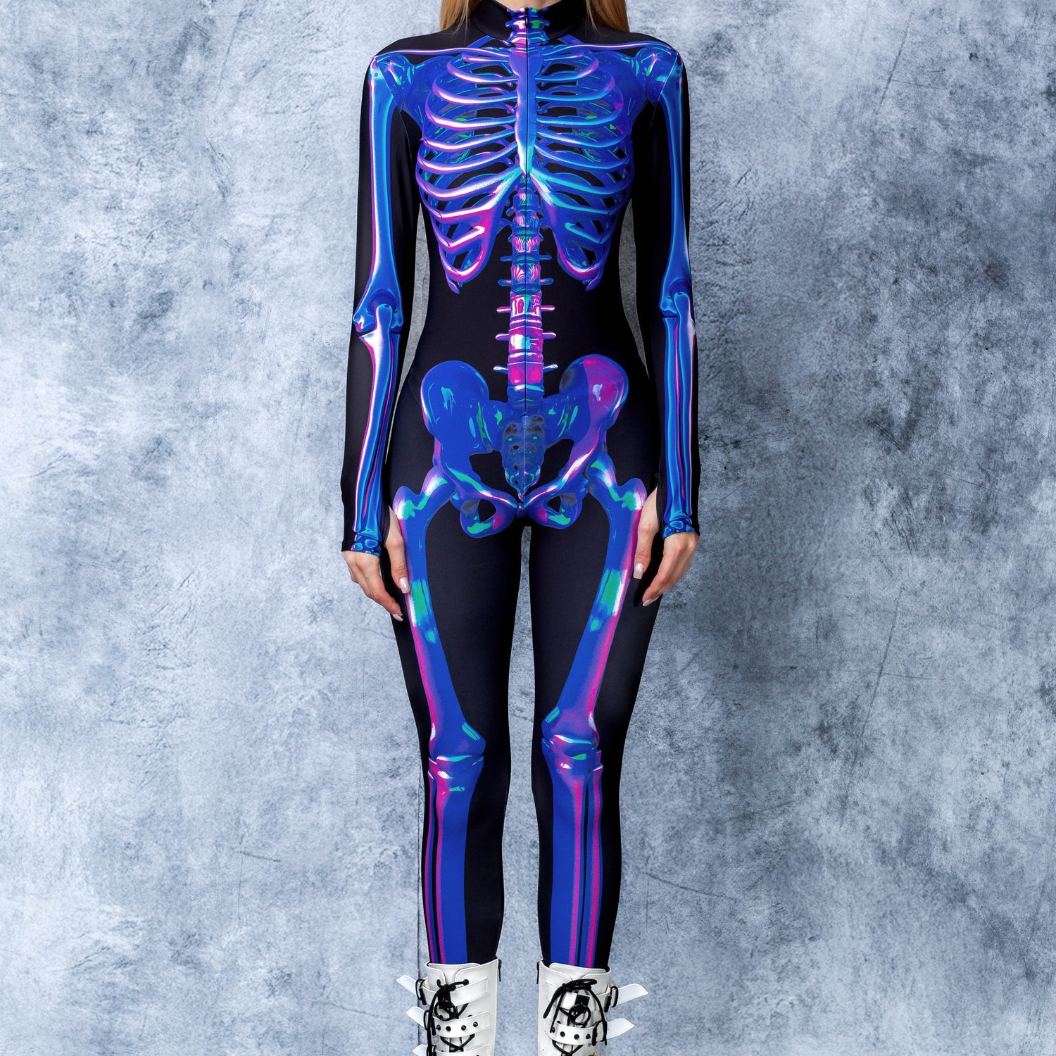 Holo Skeleton Costume Blue