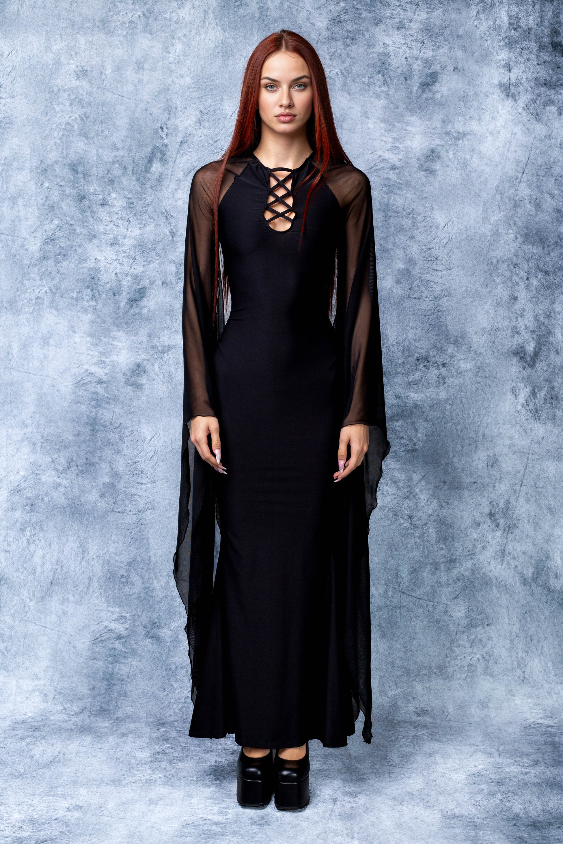 Blackout Lace Up Gown Dress 2