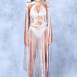 White Mirage Fringe Dress