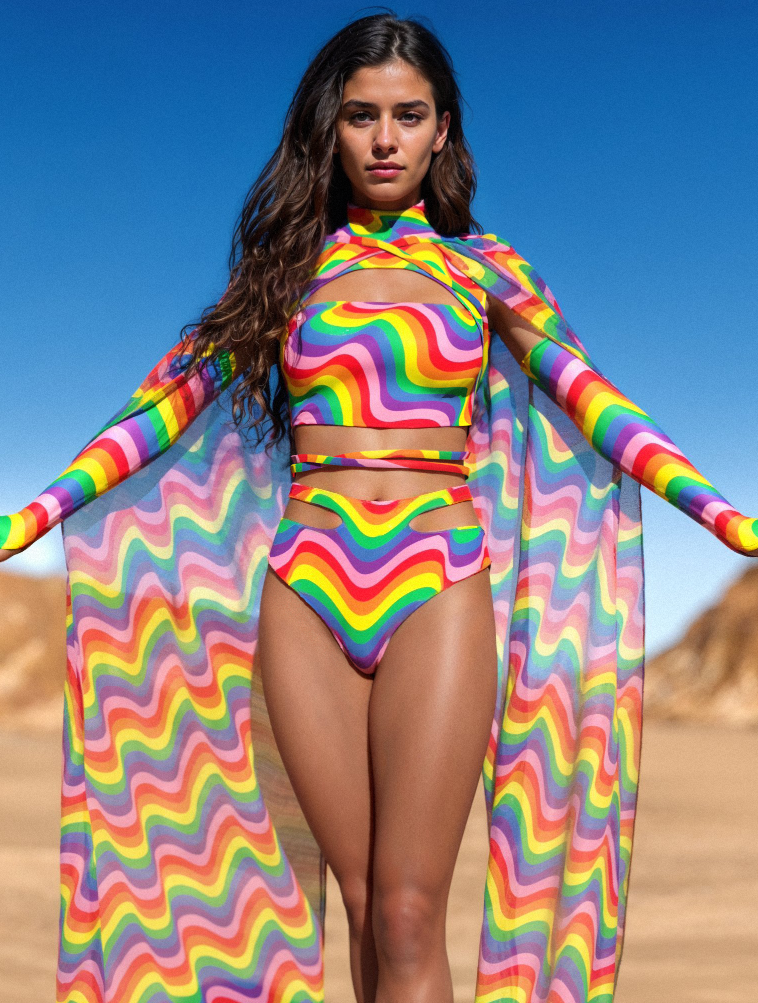 Vibrant Cutout Rave Shorts 1