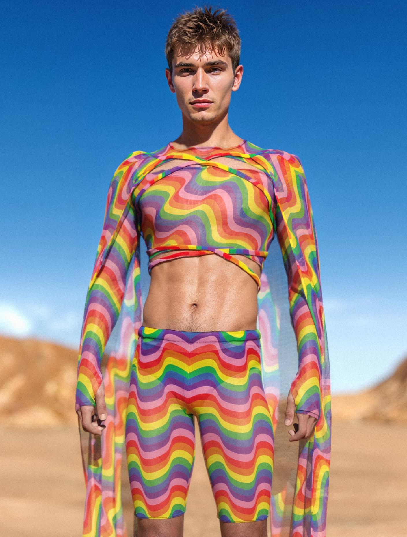 Vibrant Mesh Male Biker Shorts 1