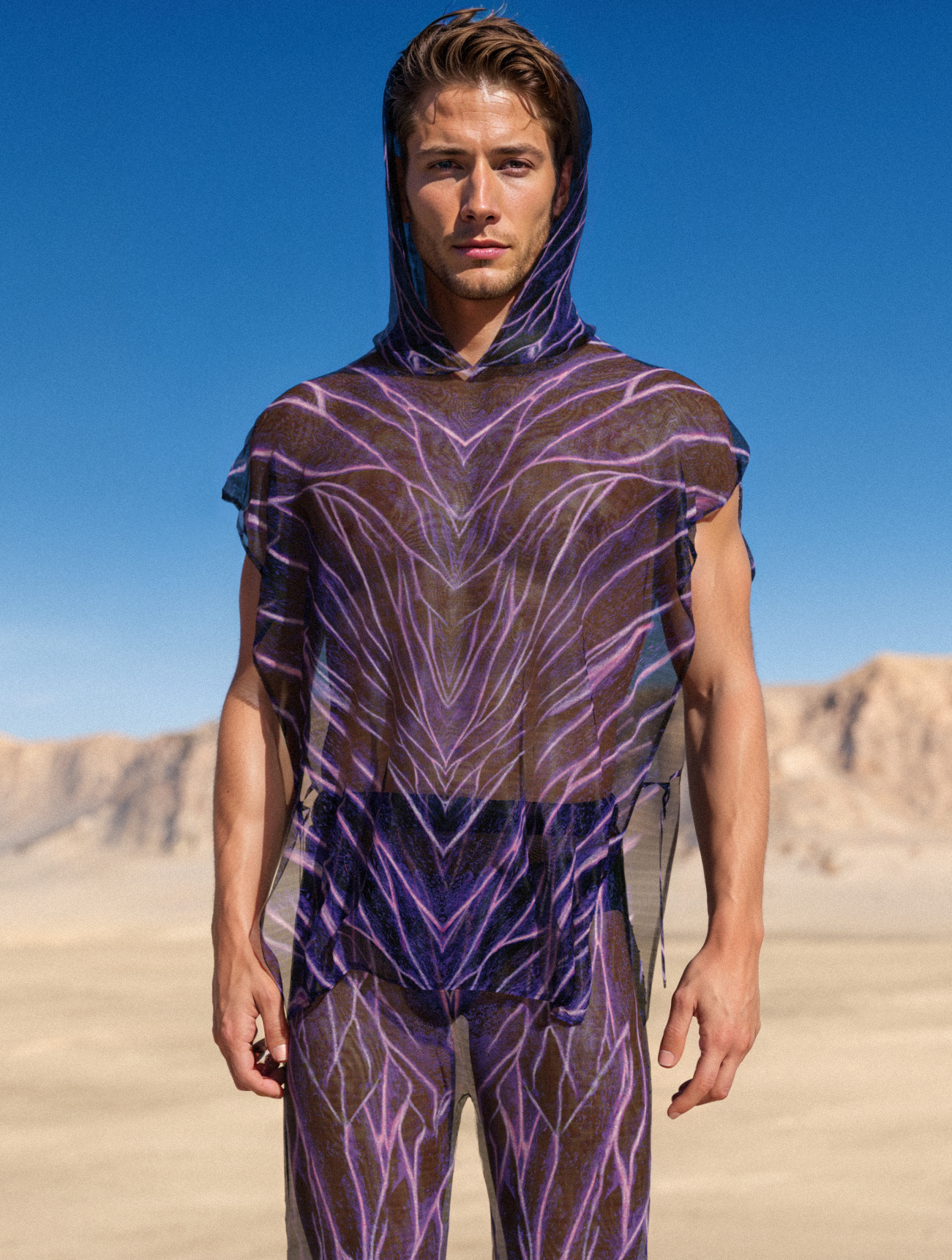 Magenta Burst Male Hooded Set 1