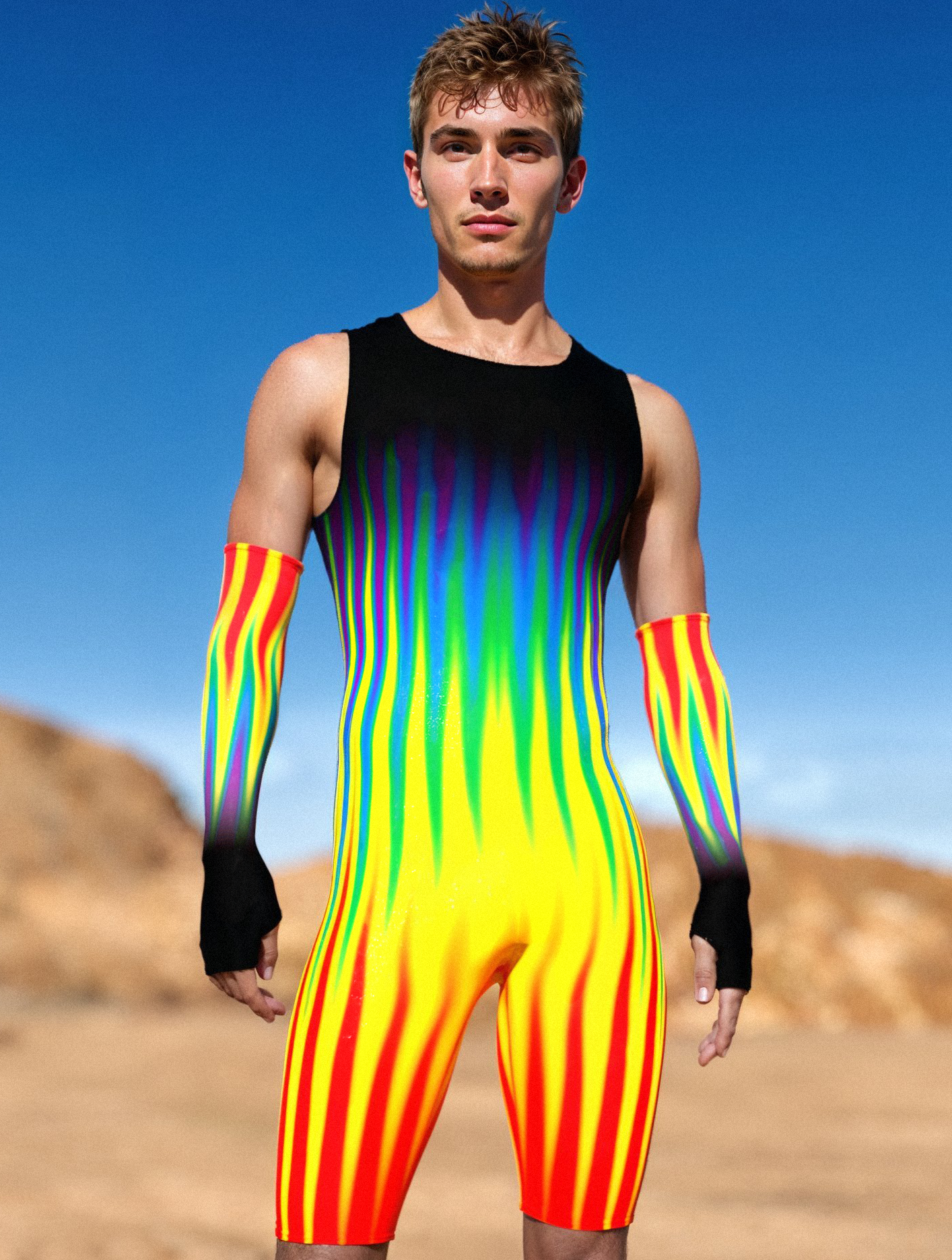 Dark Infinitum Male Back Zip Romper 1