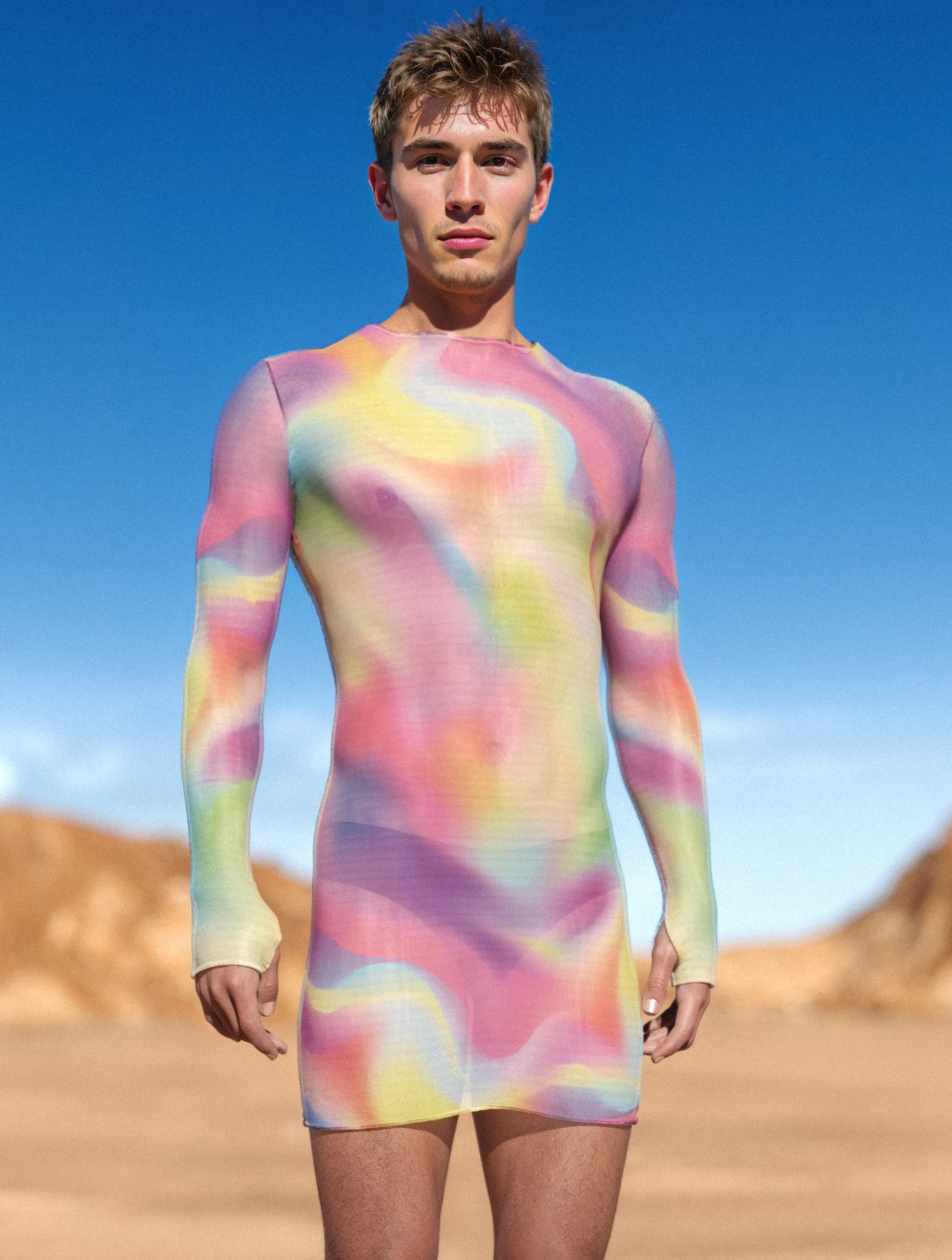 Luminescent Mesh Male Short Dress 1