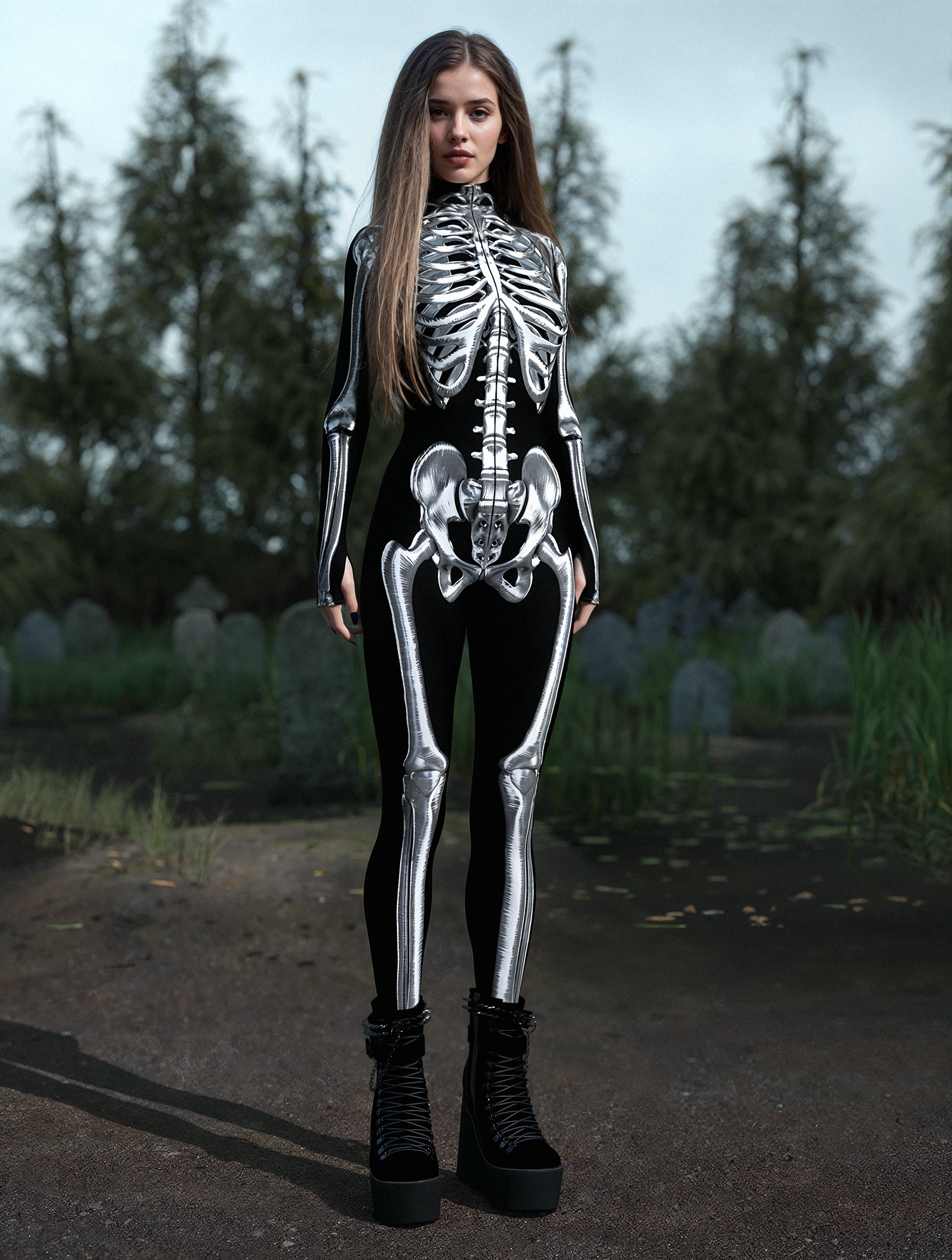 Silver Candy Skeleton Costume 2
