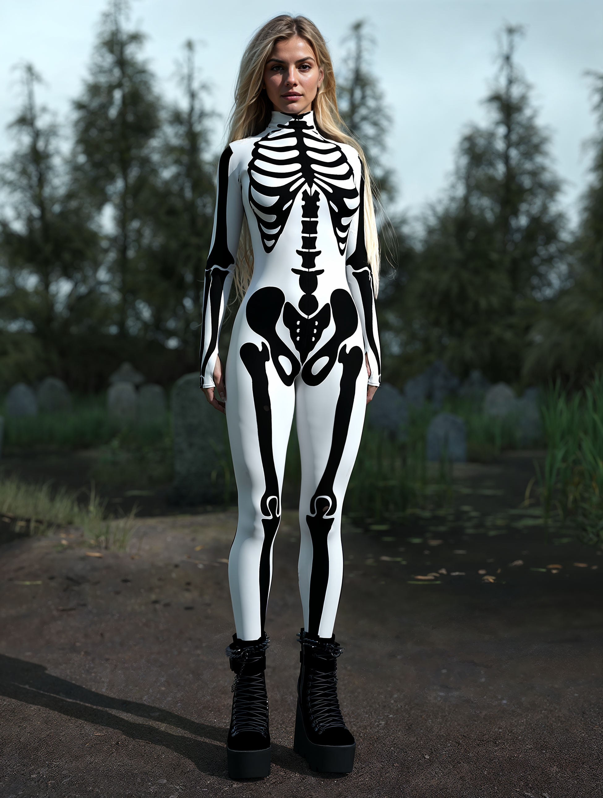 White Bossy Skeleton Bodysuit 2
