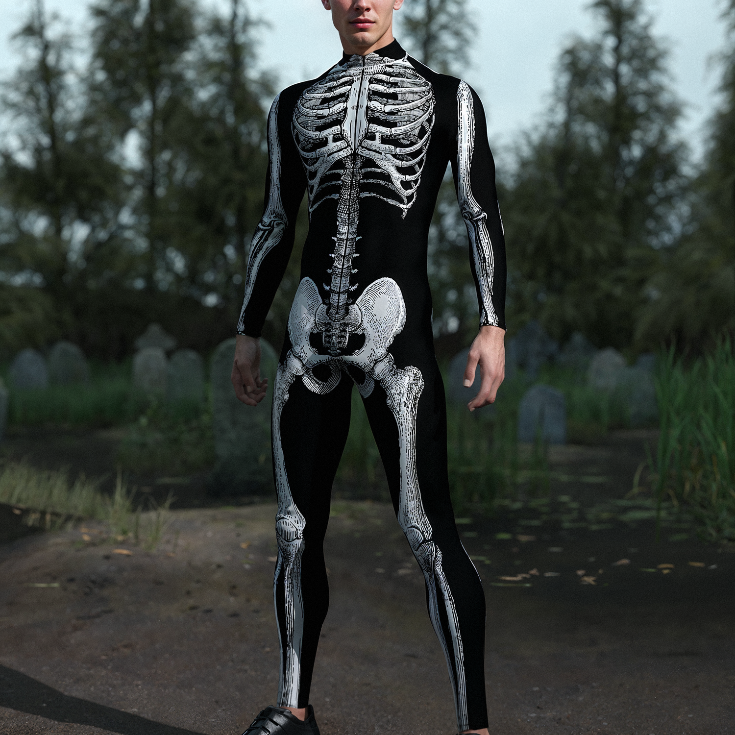 Thriller Male Costume Black, White