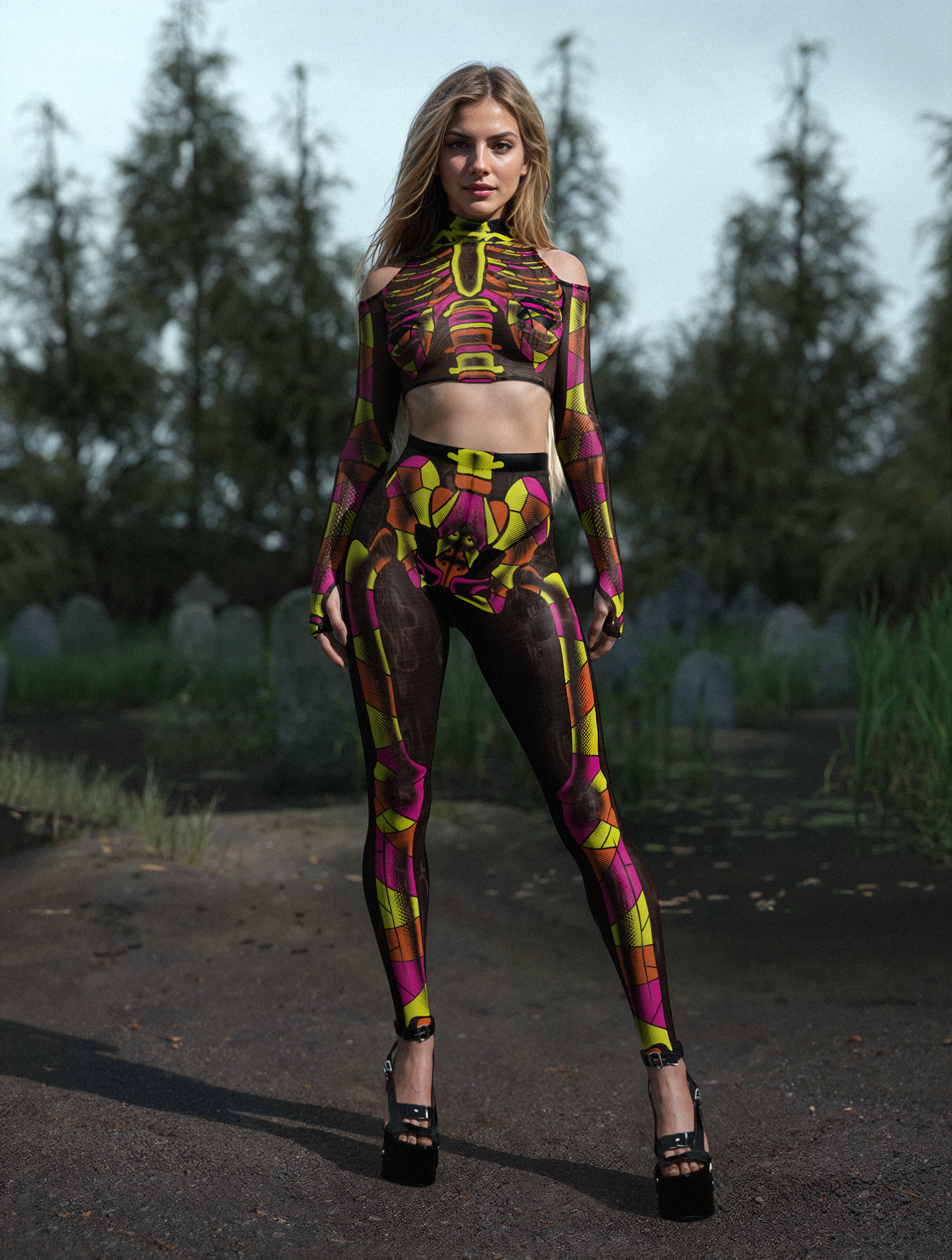 Halftone Colours Mesh Leggings 2
