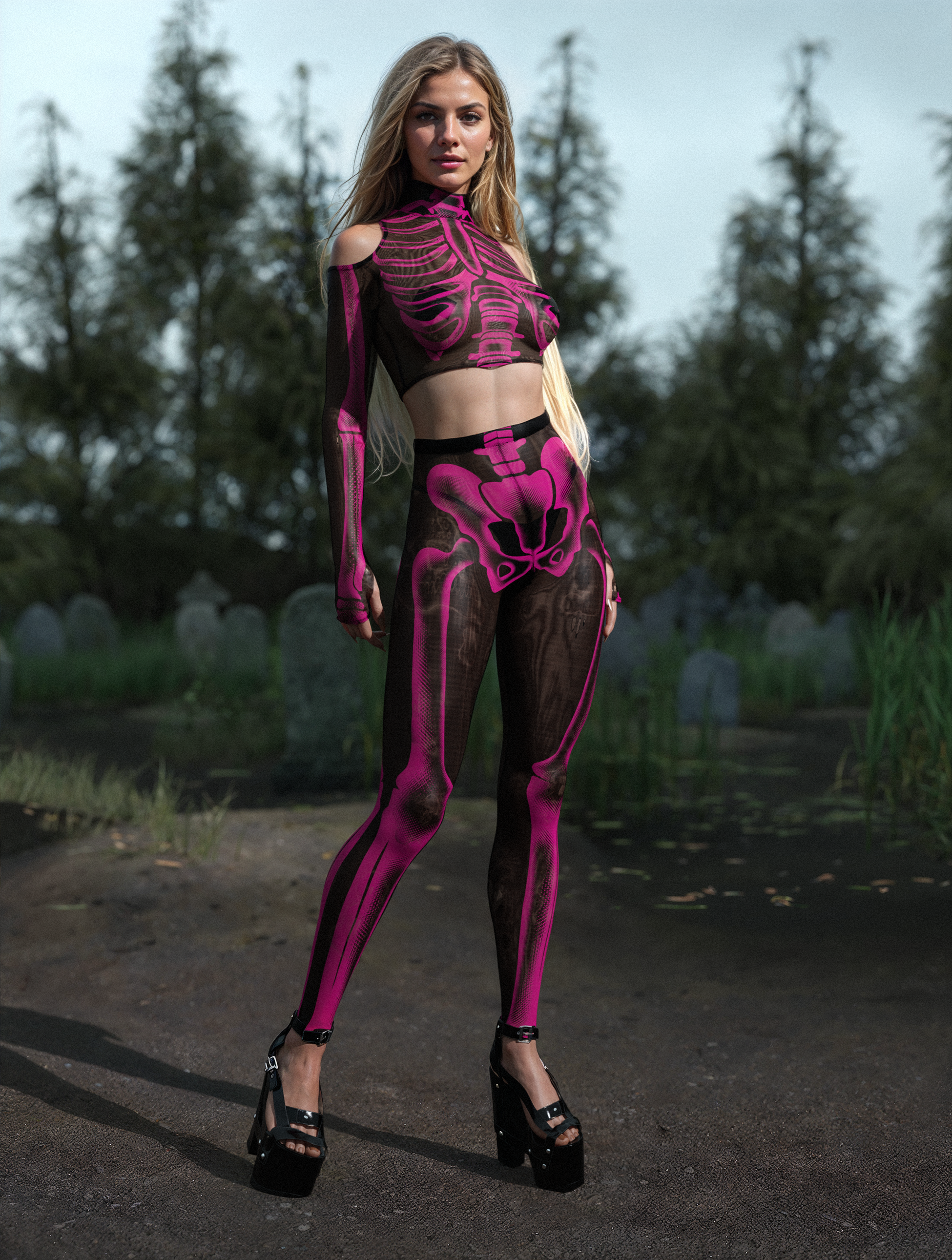 Halftone Skeleton Pink Mesh Top 2