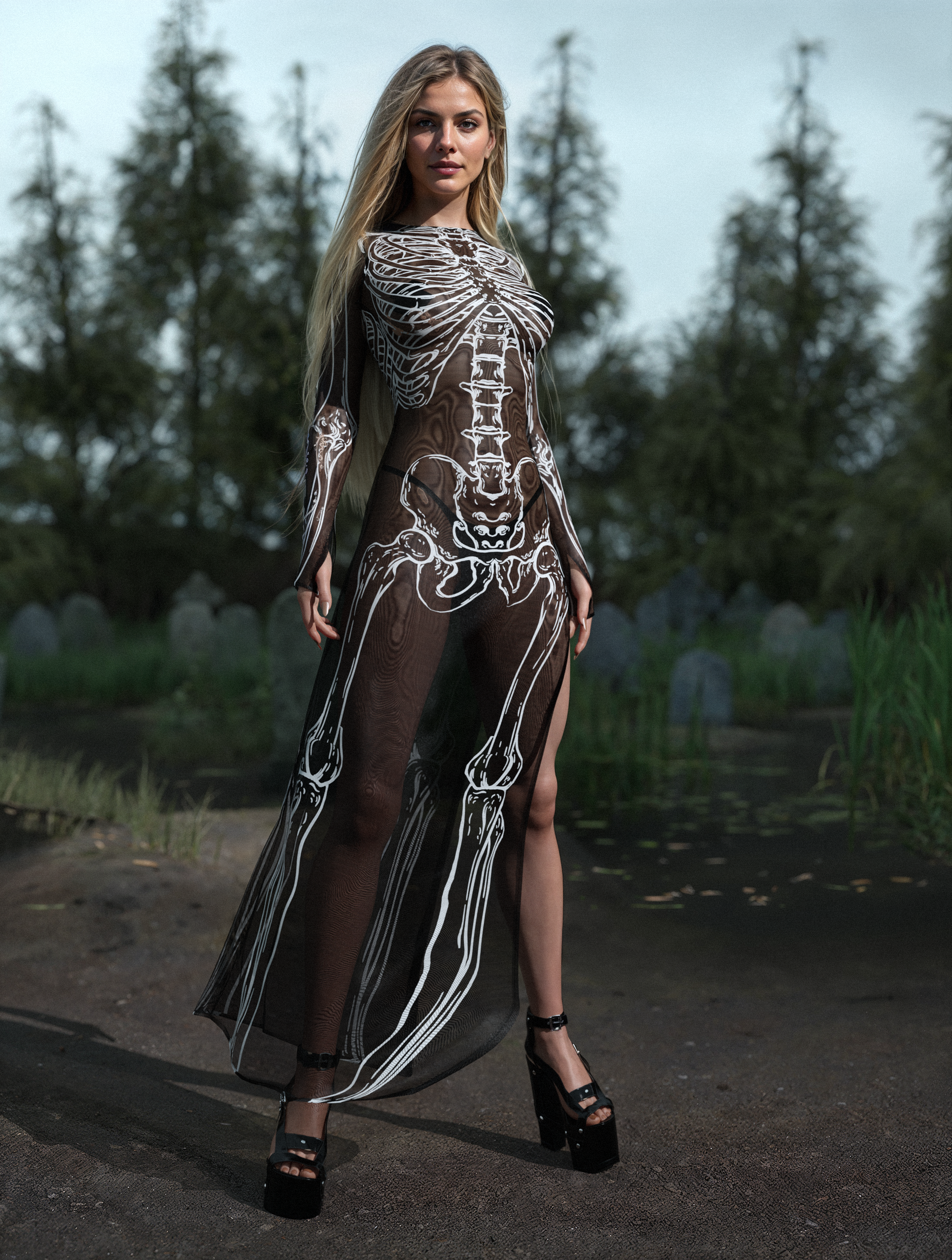 Inside Out Dark Mesh Single Cut Dress 2