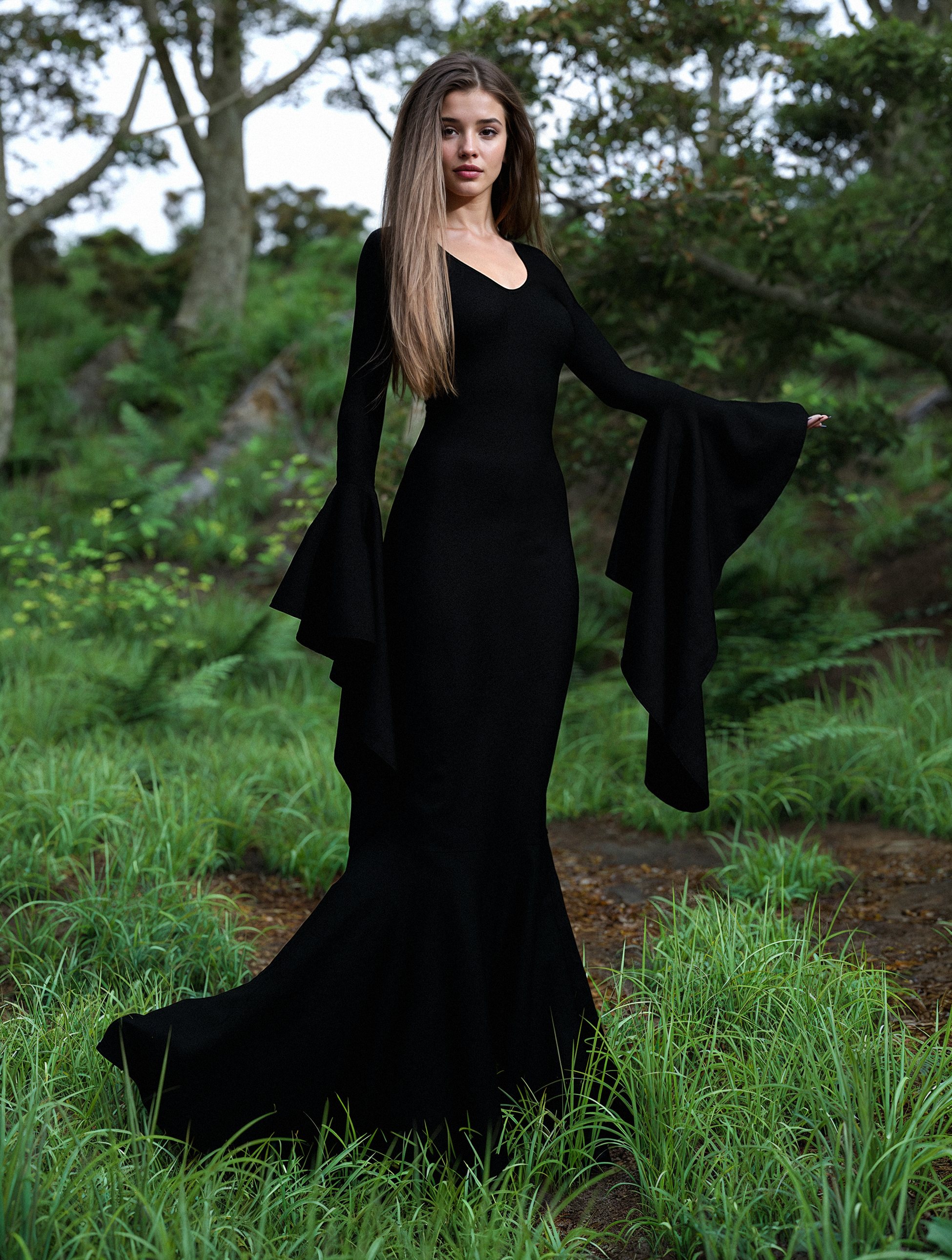Mrs. Addams Puddle Train Gown Dress 2
