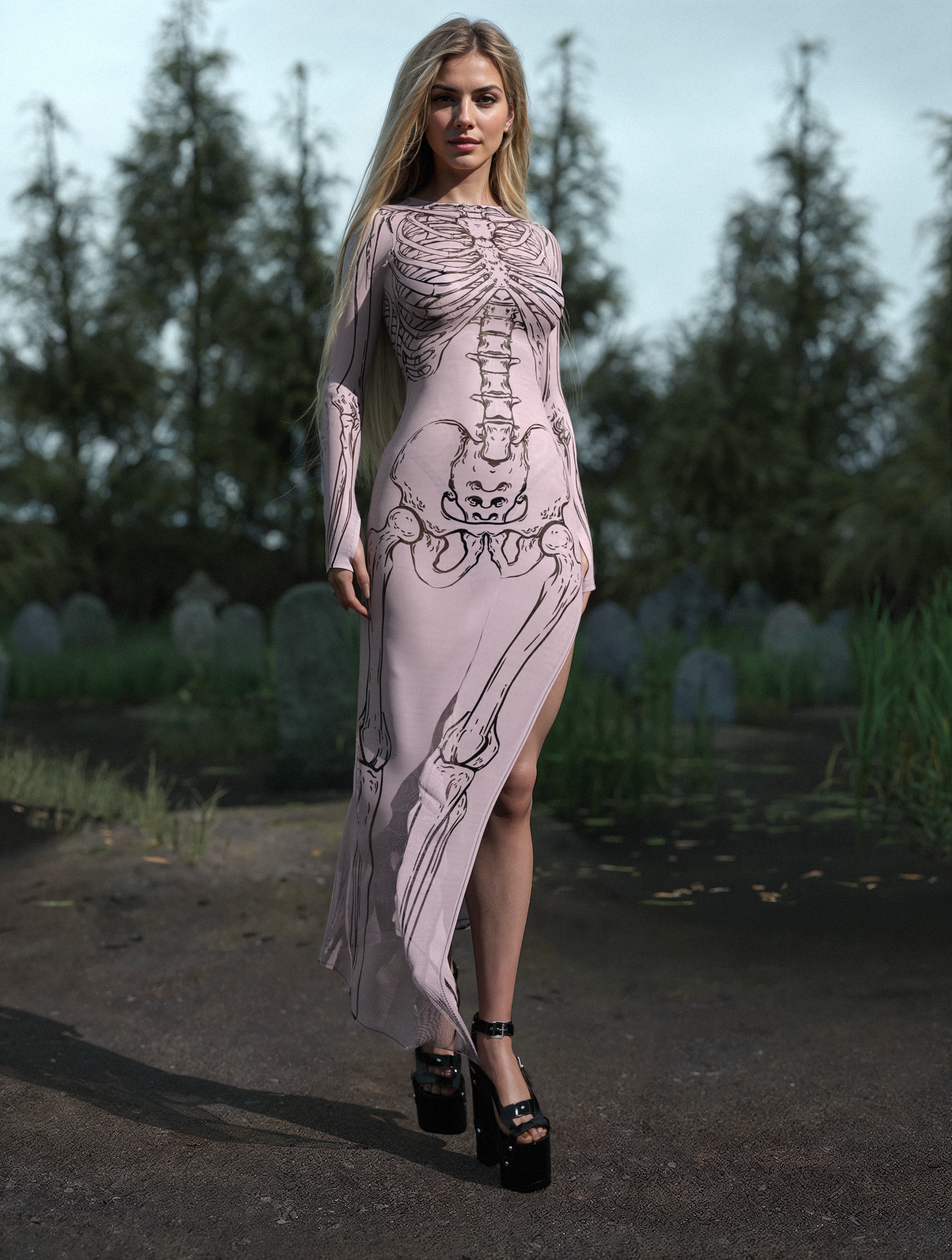 Inside Out Light Mesh Single Cut Dress 2