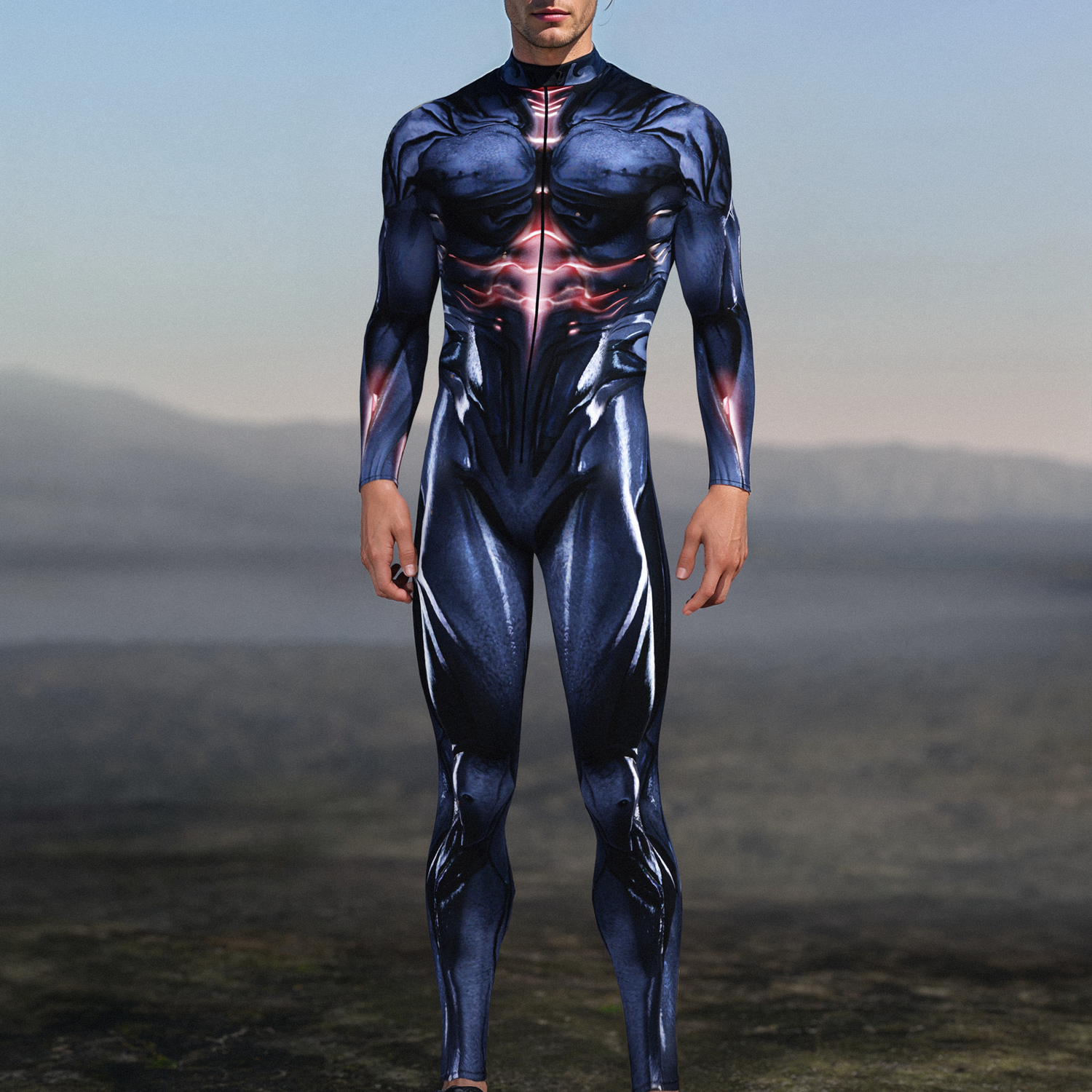 Cyber Abyss Male Costume Blue