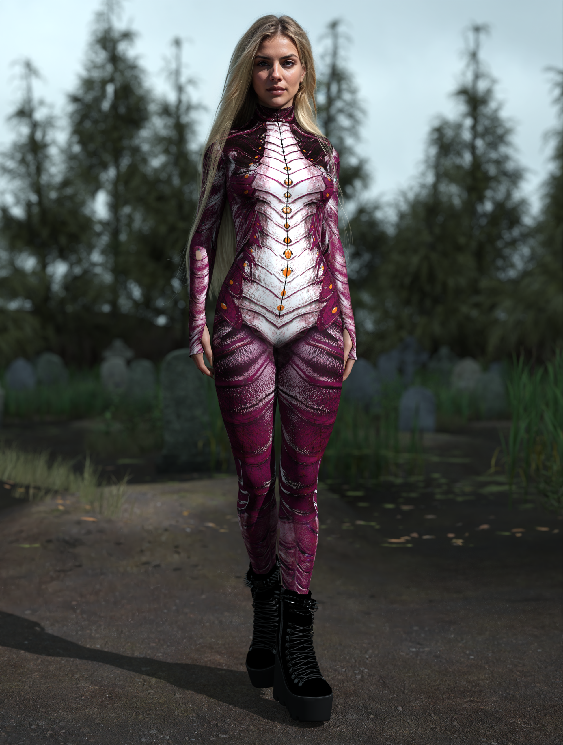 Magenta Dragon Costume 2