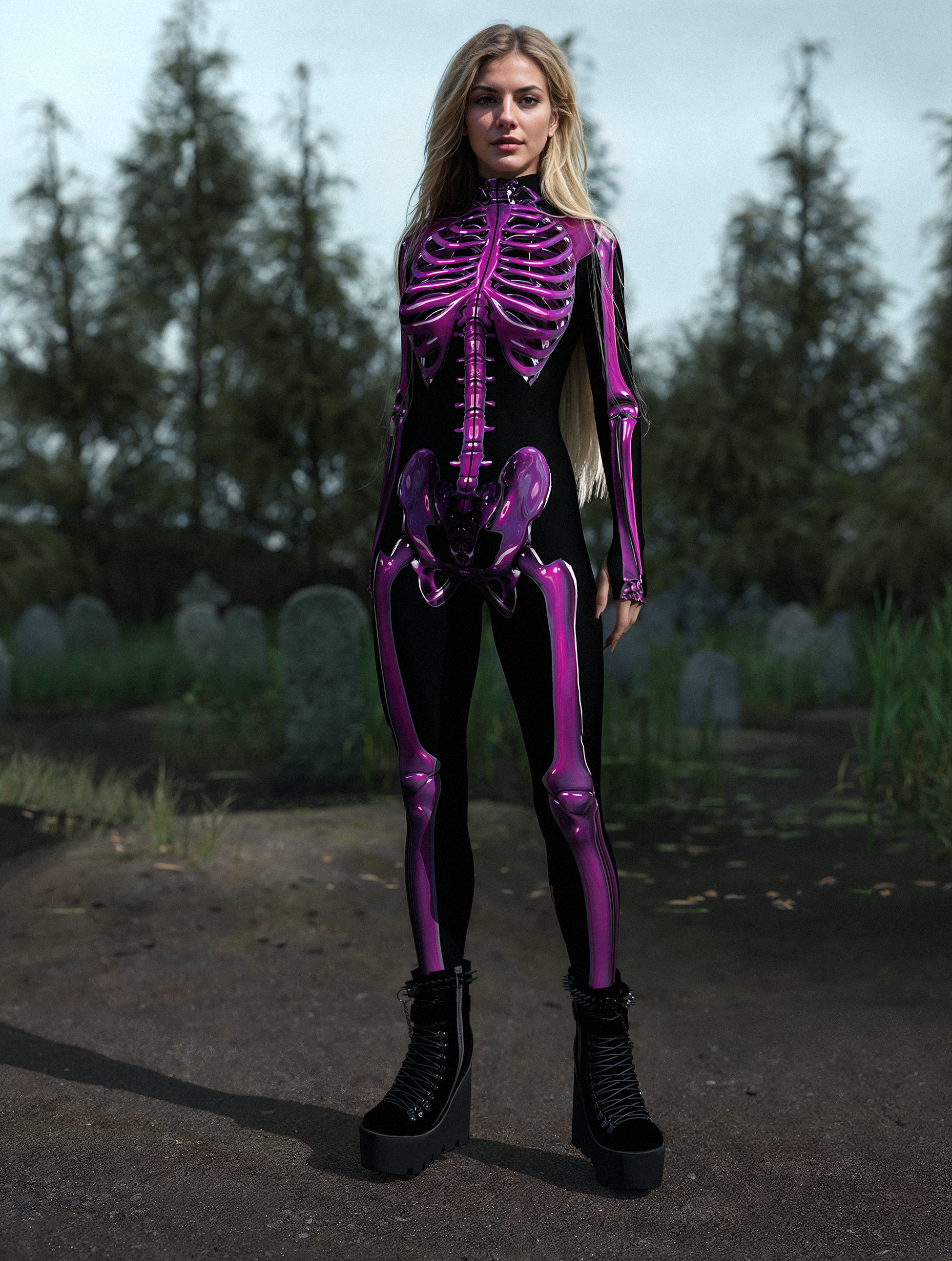 Purple Candy Skeleton Bodysuit 2