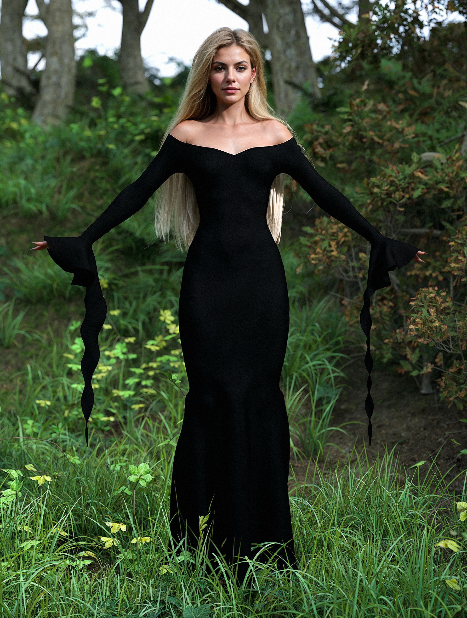 Mrs. Addams Trumpet Dress 2