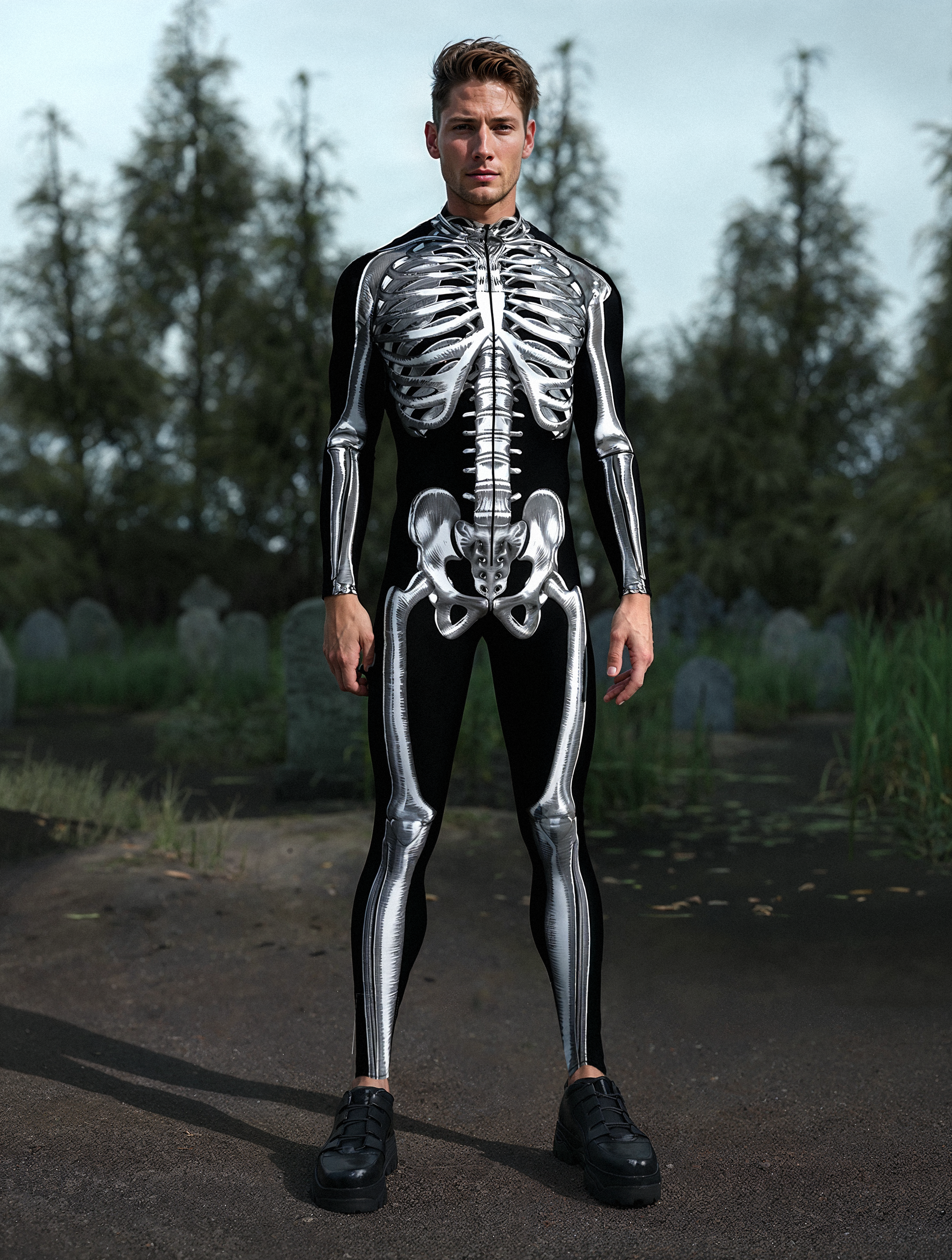Silver Candy Skeleton Male Costume 2