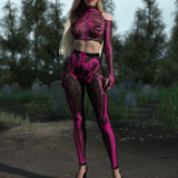 Halftone Skeleton Pink Mesh Top