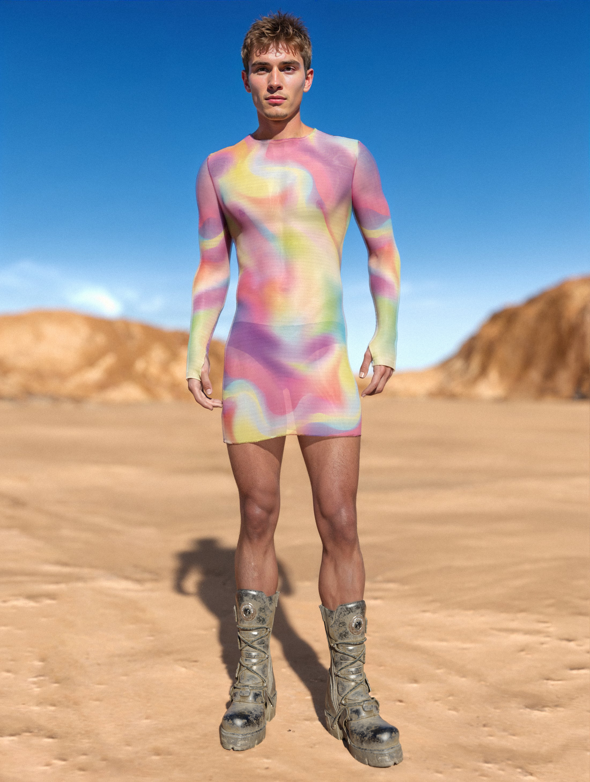Luminescent Mesh Male Short Dress 2