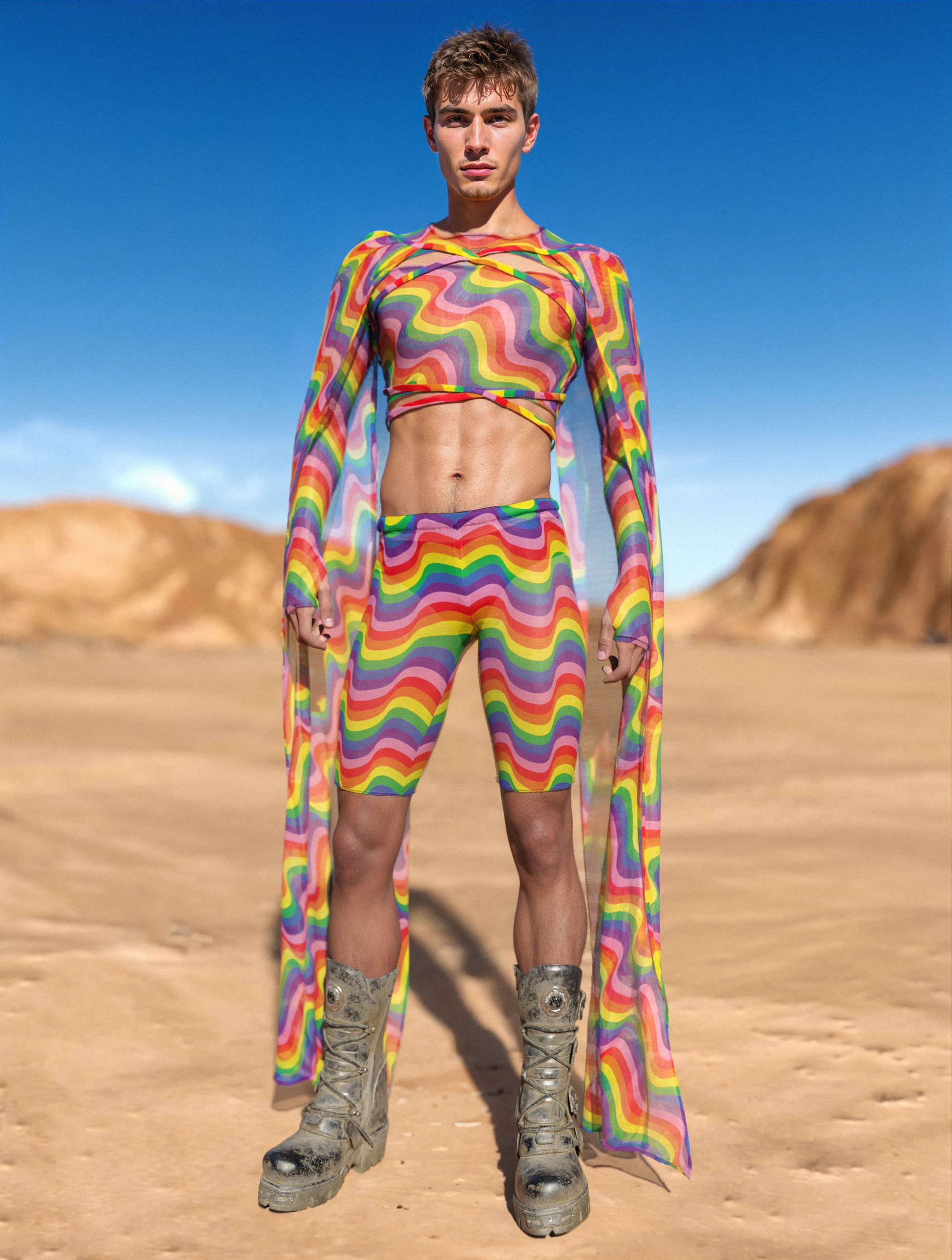 Vibrant Mesh Male Biker Shorts 2