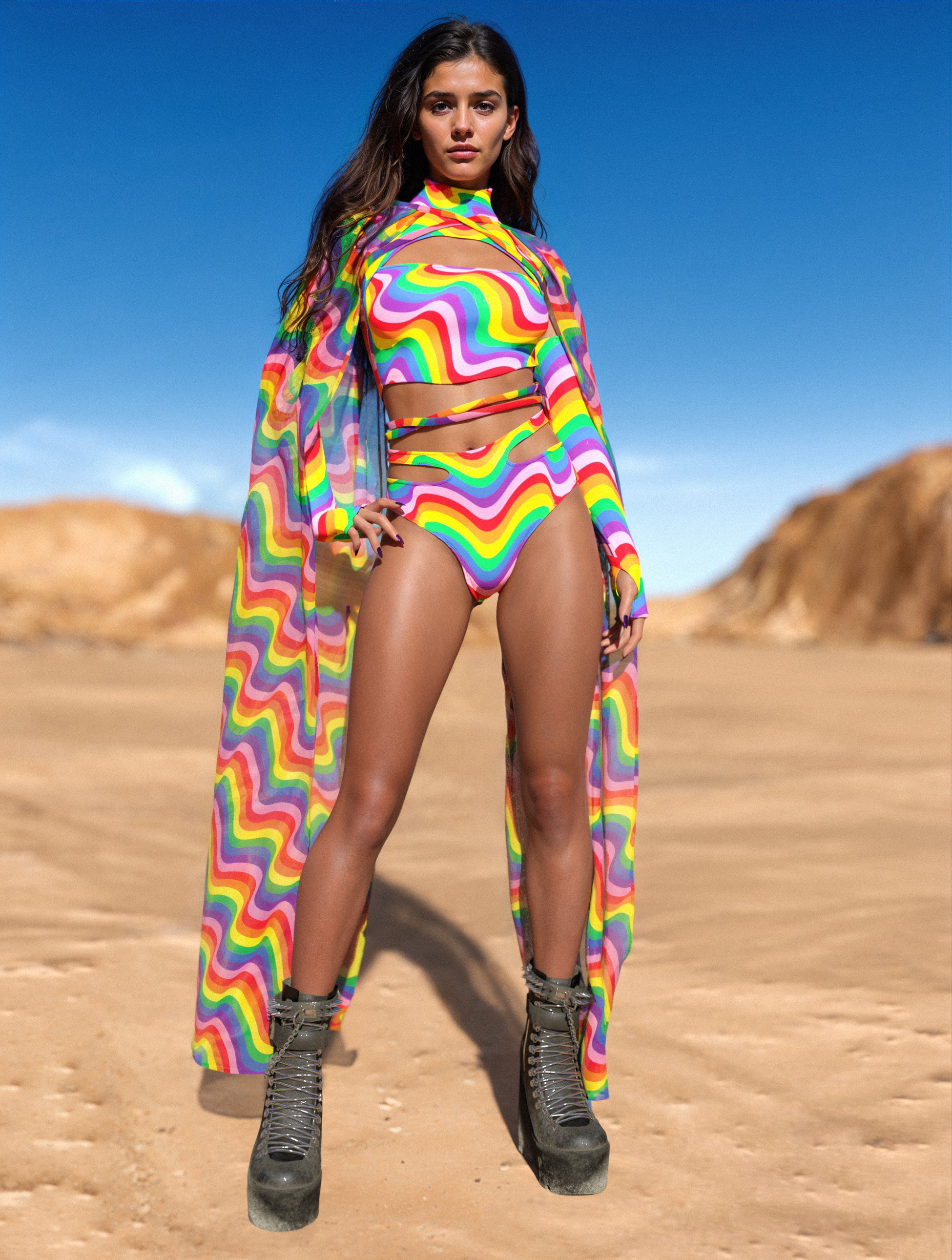Vibrant Cutout Rave Shorts 2