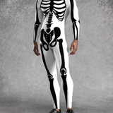 White Bossy Skeleton Male Costume