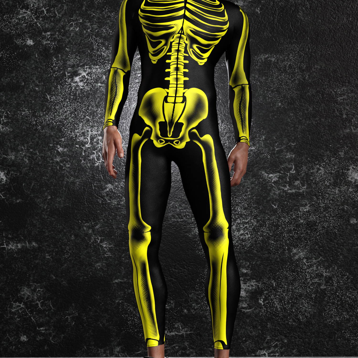 Halftone Skeleton Yellow Male Costume Yellow
