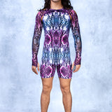Purple Piton Male Short Romper
