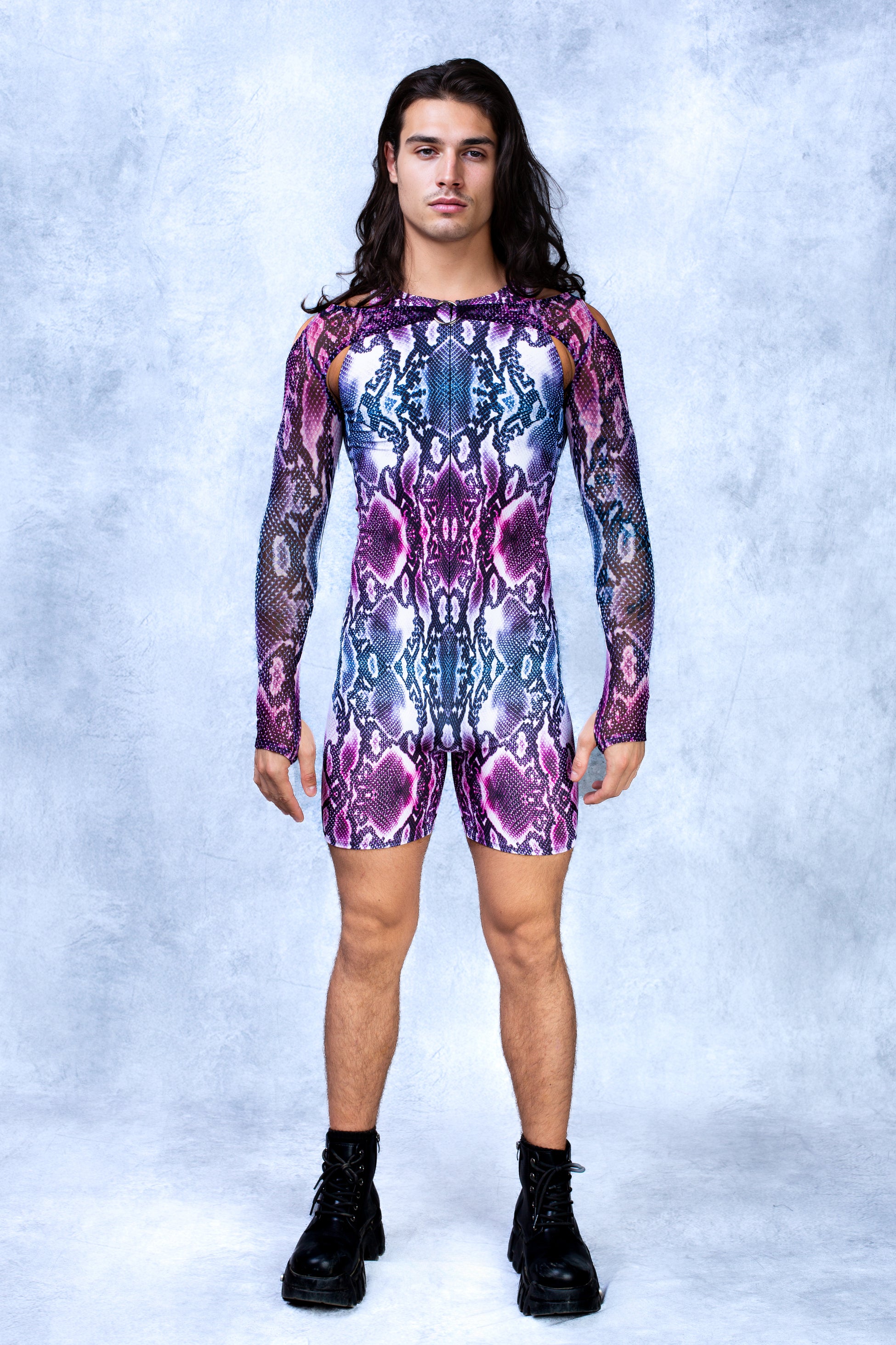 Purple Piton Male Short Romper 2