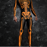 Halftone Skeleton Orange Male Costume