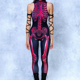 Crimson Bones Bare Back Catsuit