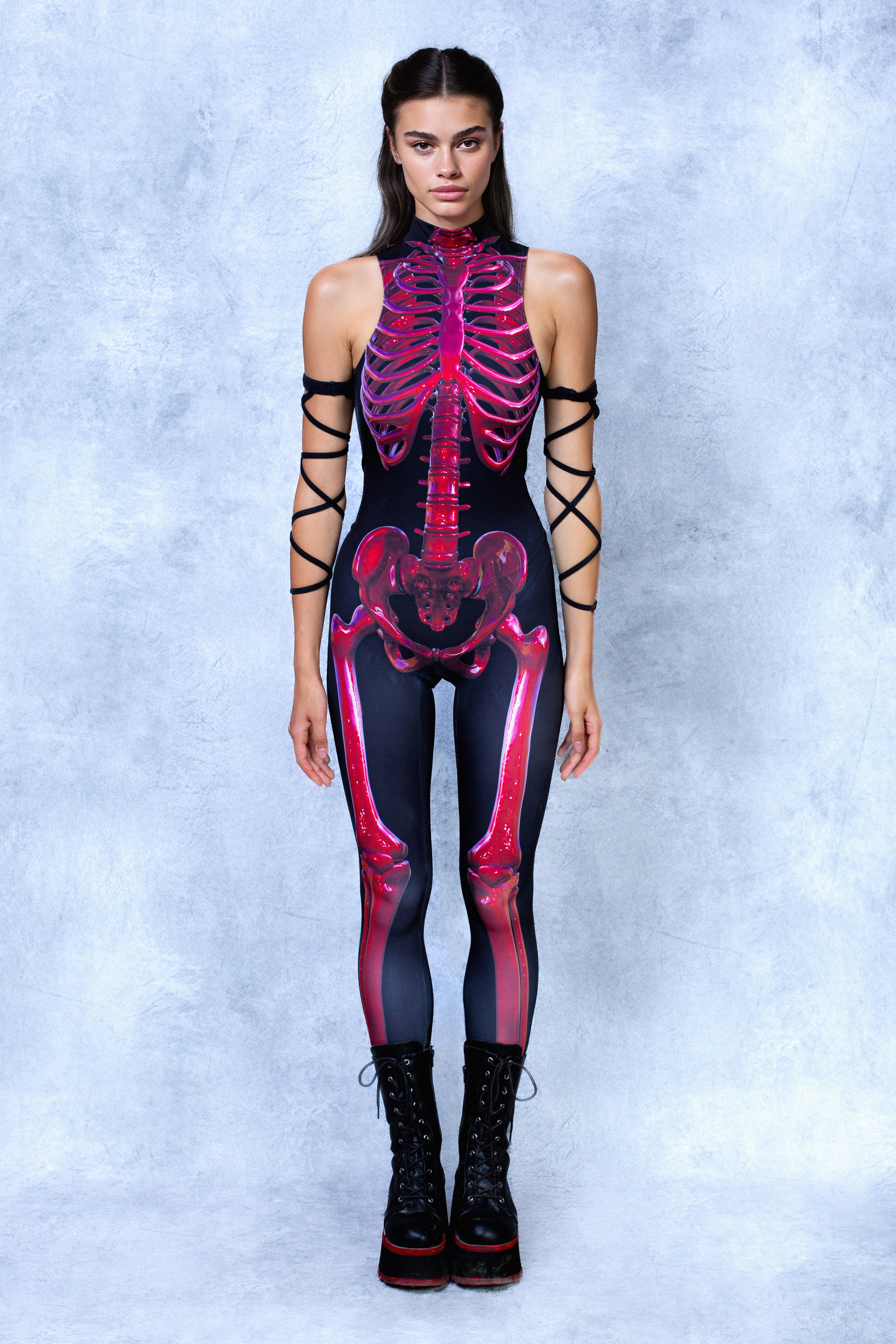 Crimson Bones Bare Back Catsuit 2