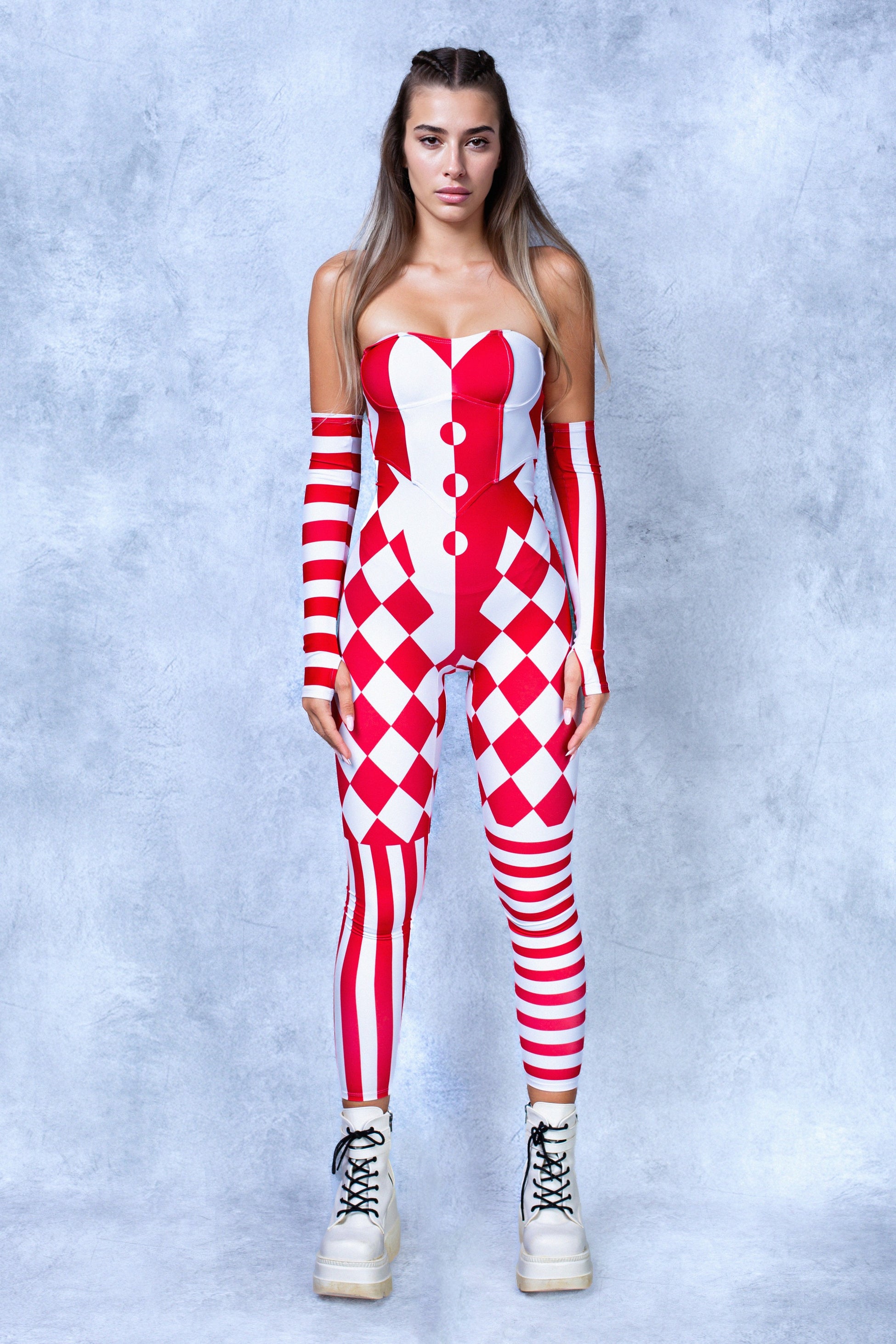 Red Clown Strapless Romper 2