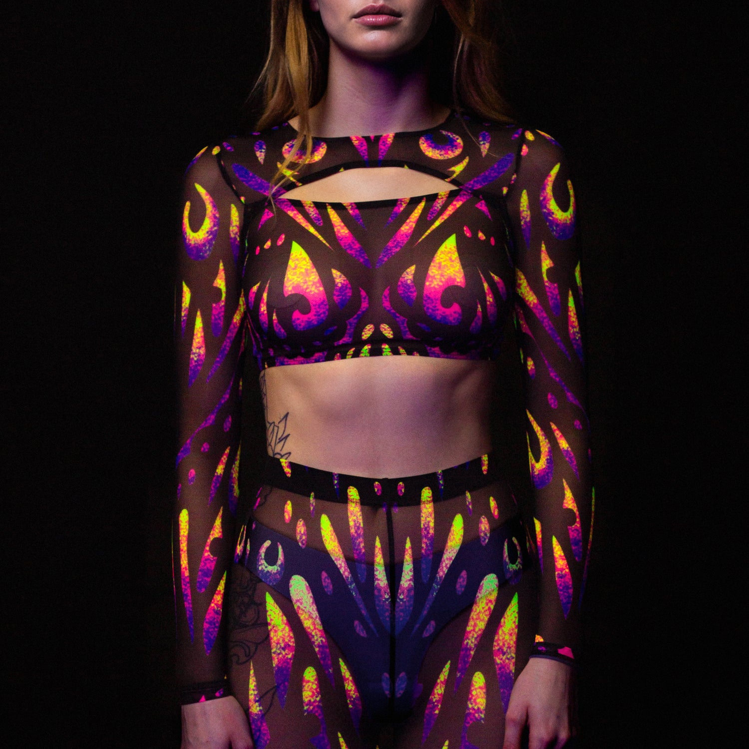 Dreamflight Mesh Cutout Rave Top Mesh, UV Reactive