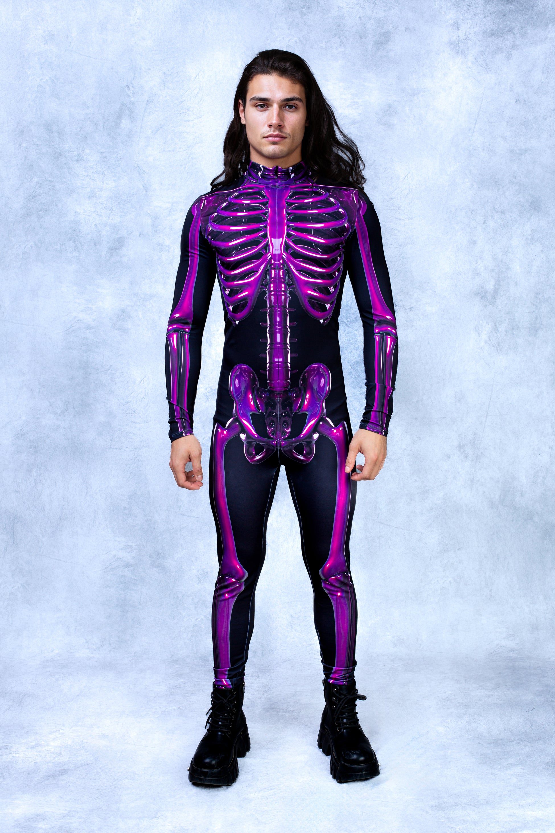 Purple Candy Skeleton Male Costume 2