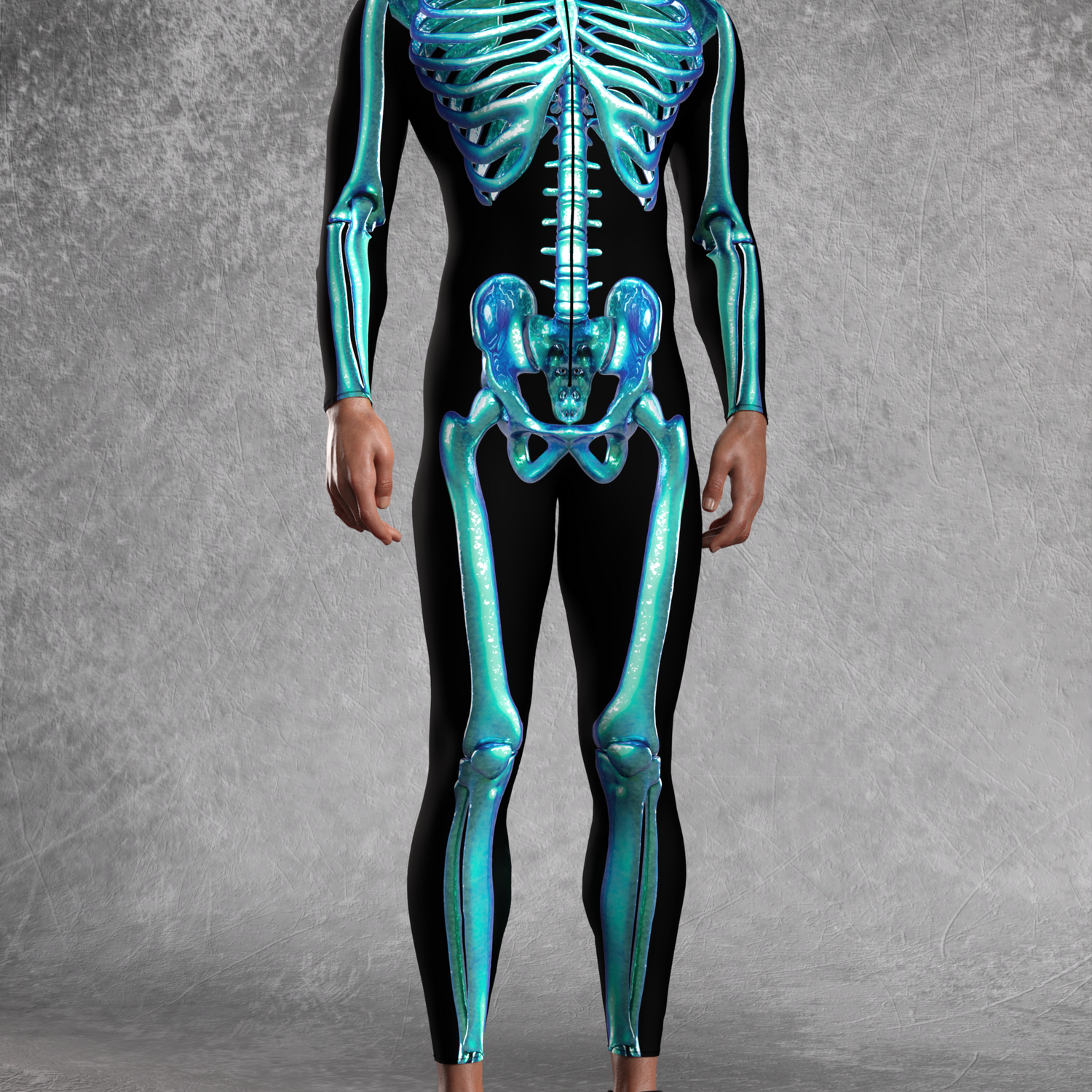 Men Blue Candy Skeleton Male Costume
