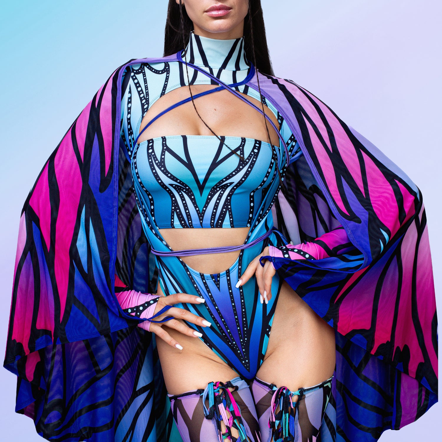 Azure Elemental Fairy Open-Heart Leotard