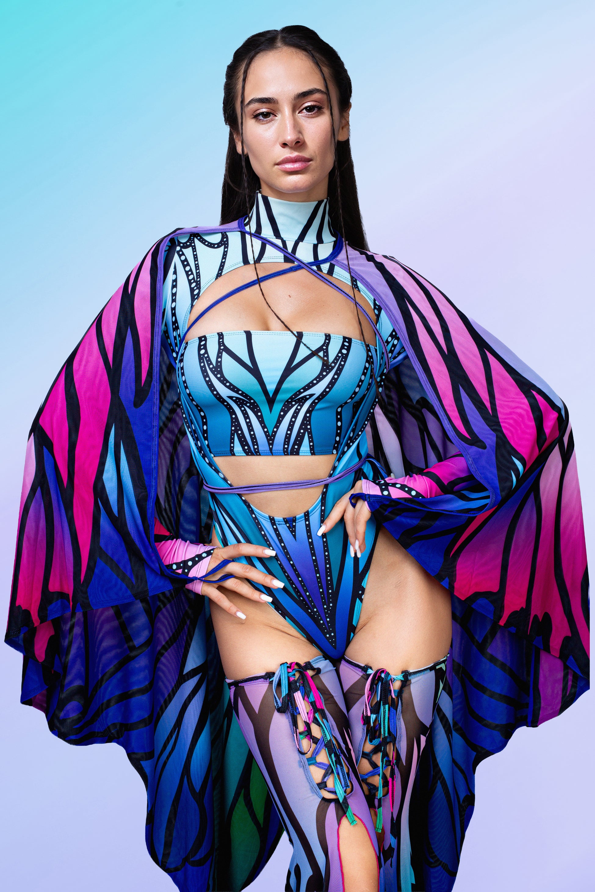 Azure Elemental Fairy Open-Heart Leotard 1