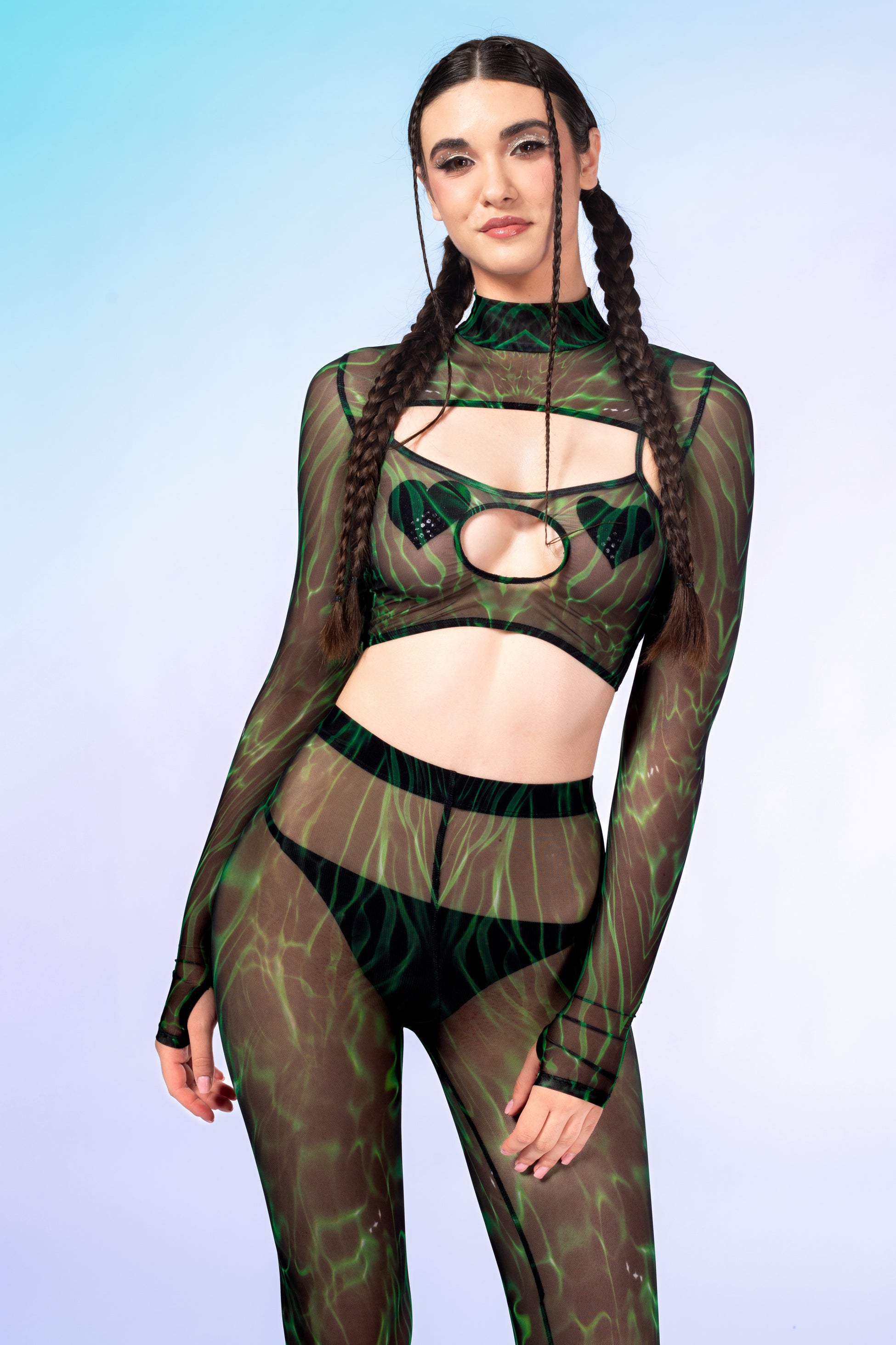 Electra Paradox Mesh Cutout Shrug Top 1