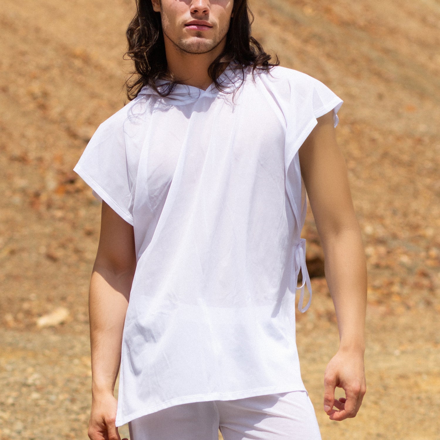 Just White Male Hooded Set
