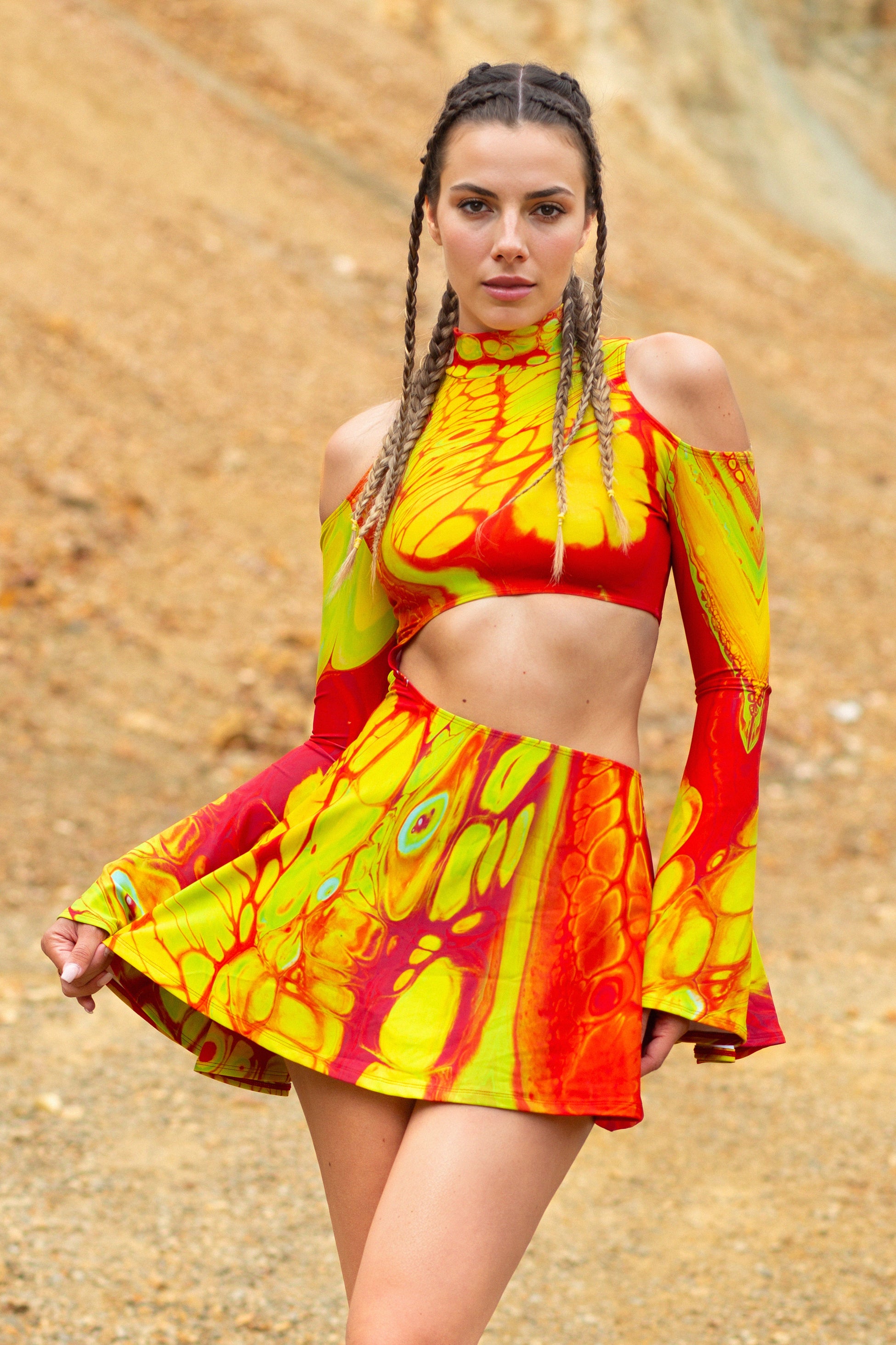 Flow Motion Bell Sleeve Dress 1
