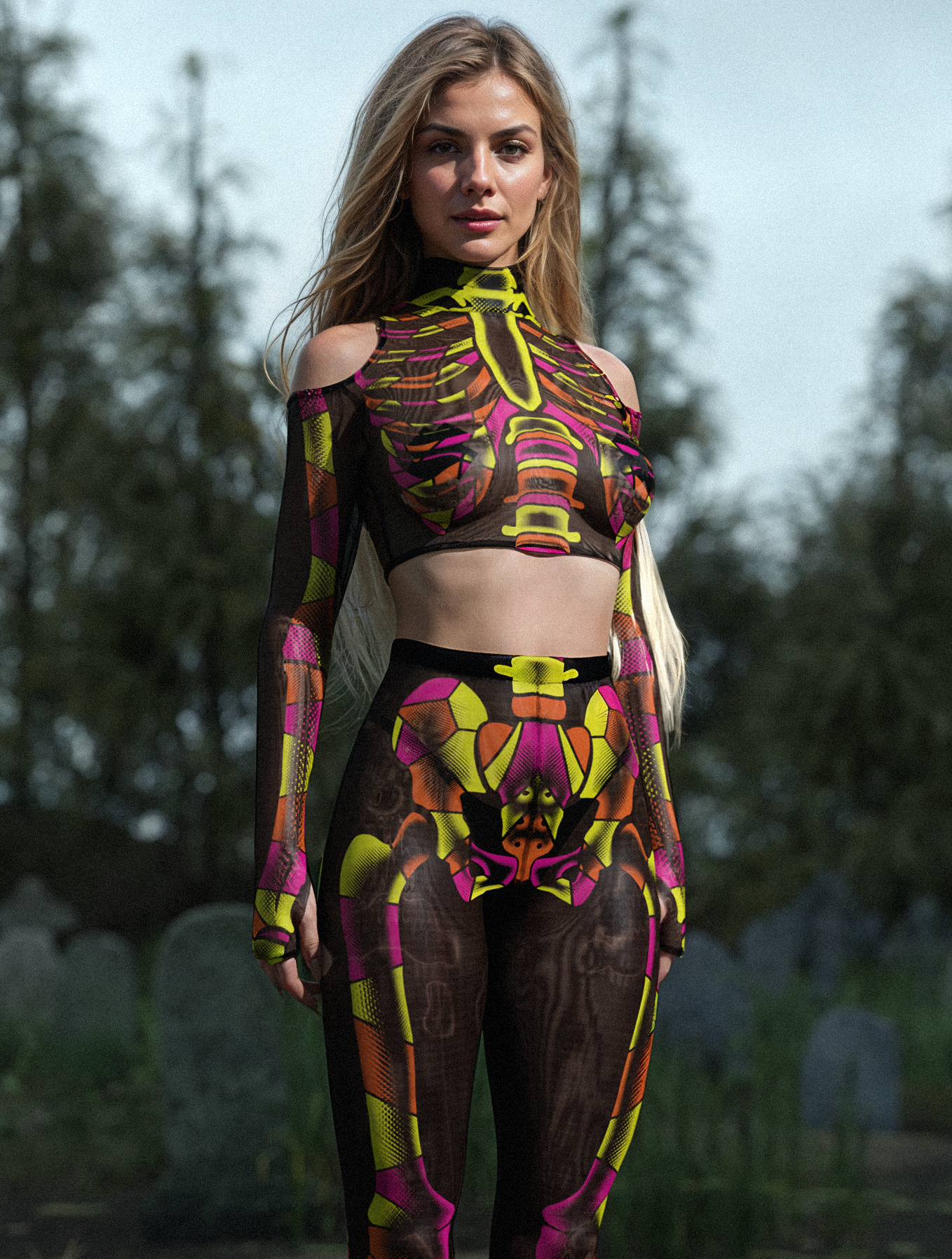 Halftone Colours Mesh Leggings 1