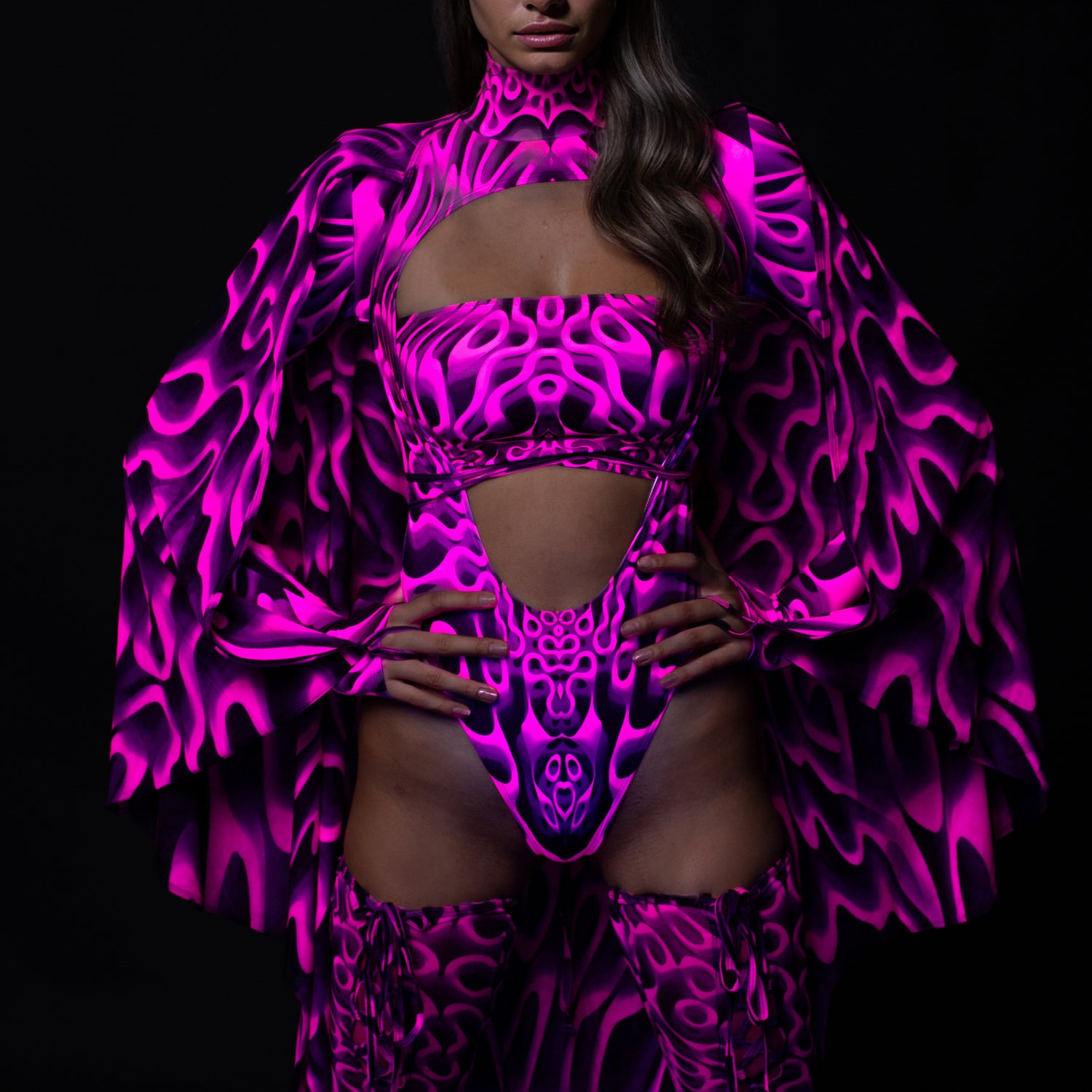 Double Vision Pink Mesh Wings Cosplay, Festival