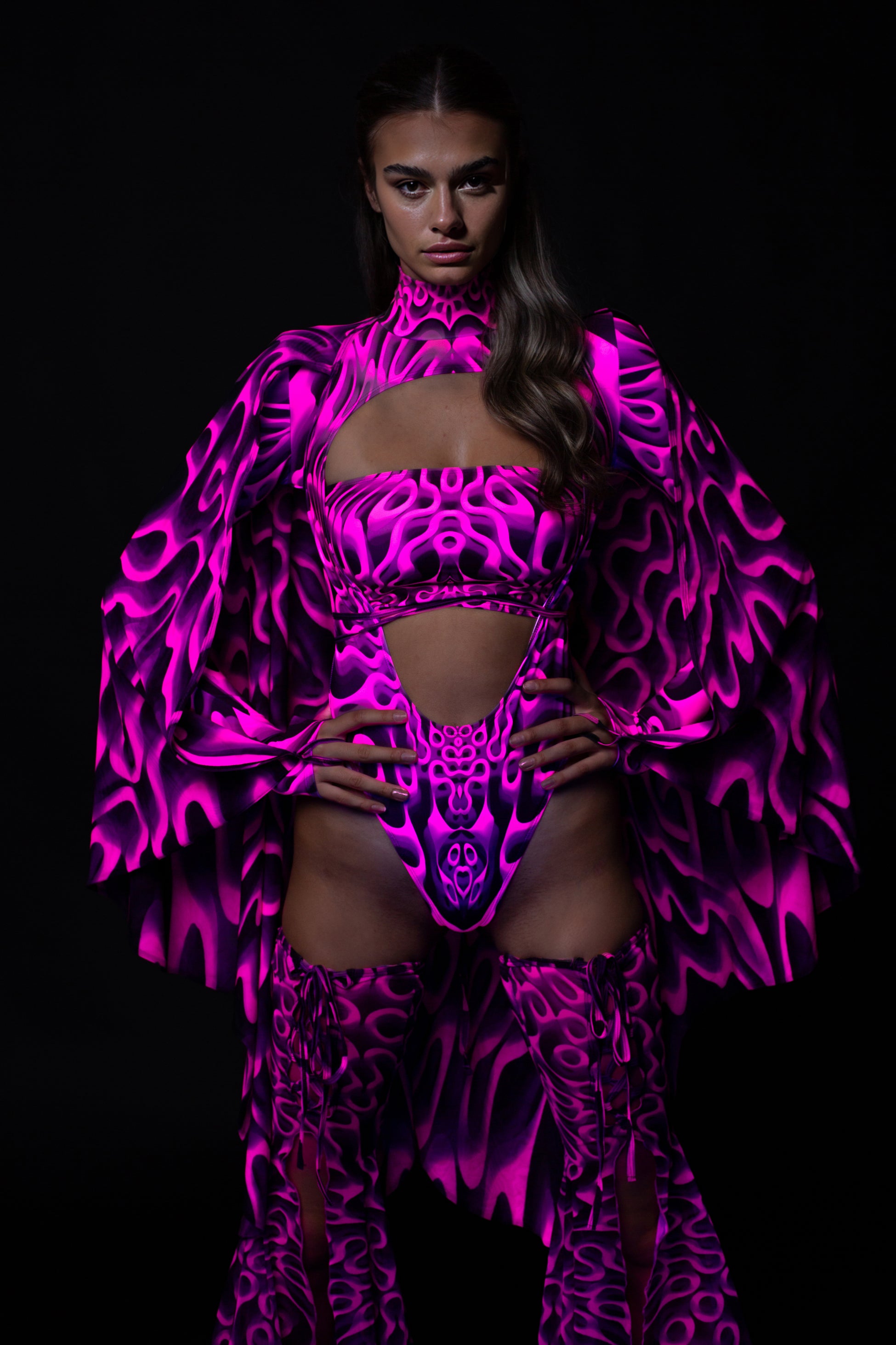 Cyber Double Vision Pink Open-Heart Leotard 1
