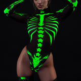 Ysax Skeleton Mesh Back Zip Leotard