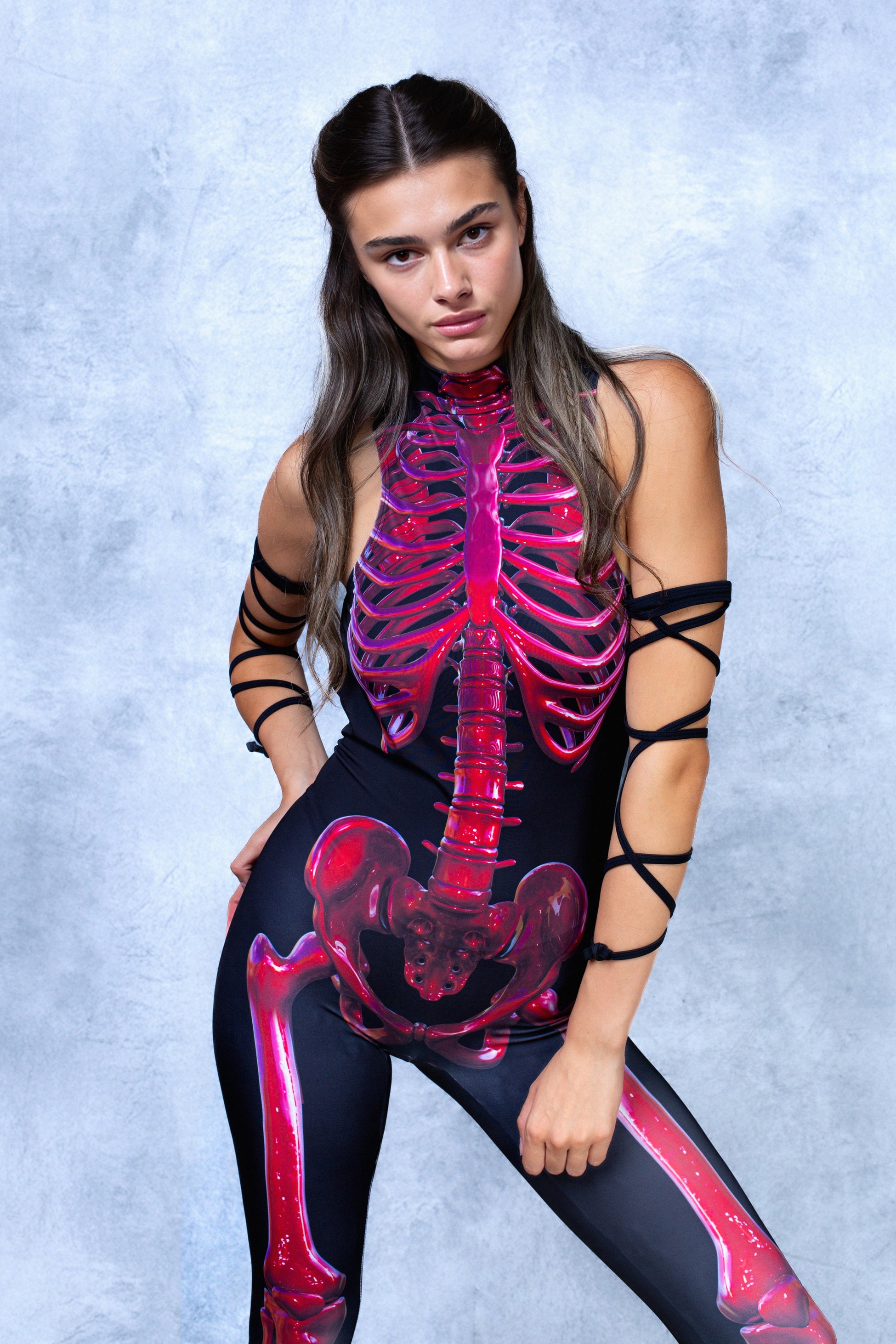 Crimson Bones Bare Back Catsuit 1