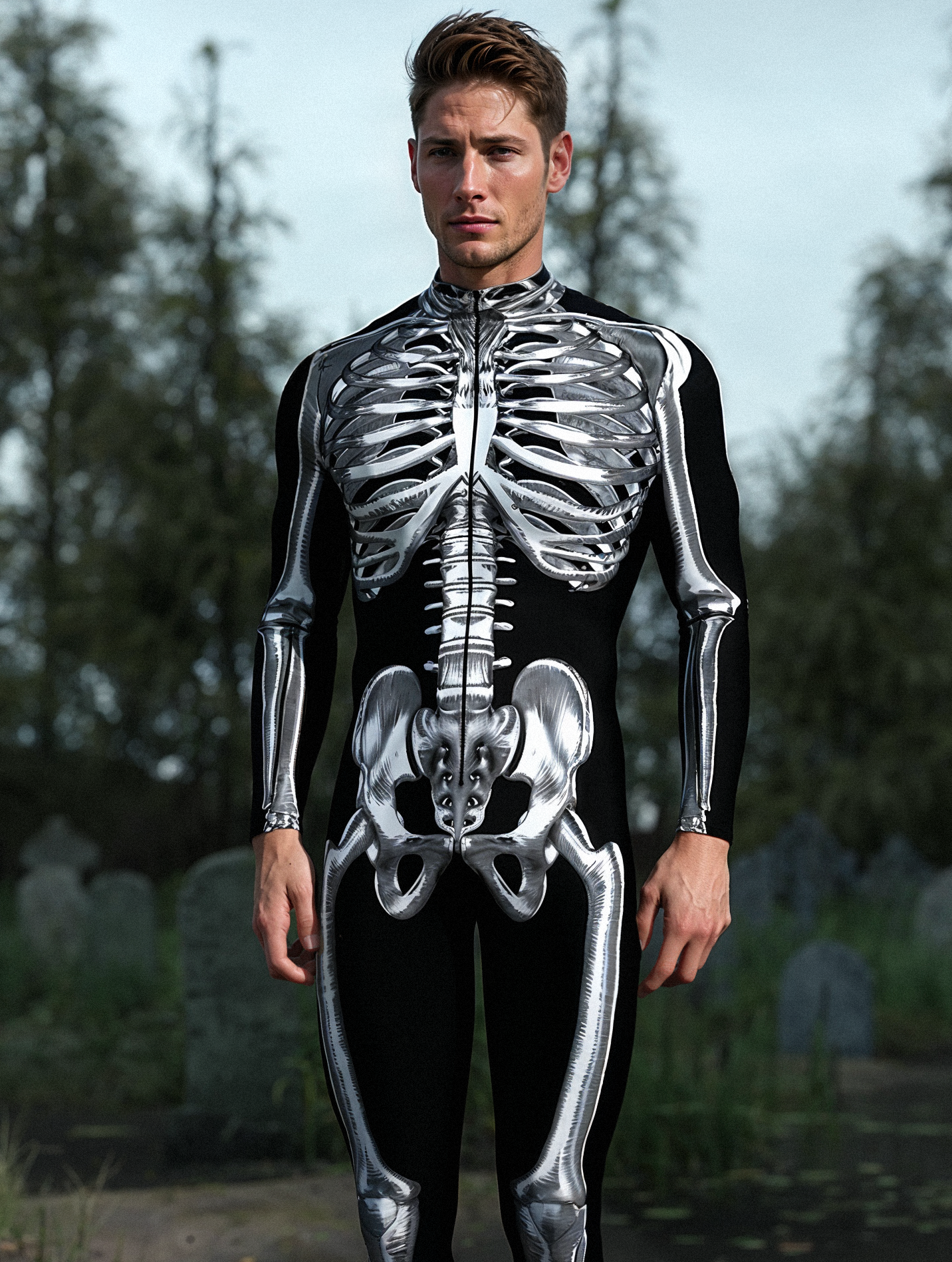 Silver Candy Skeleton Male Costume 1